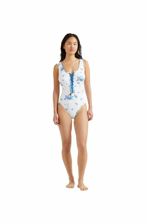 Vilebrequin Women's Herbier Shiny Jersey Lace-Up One-Piece Swimsuit Product Image