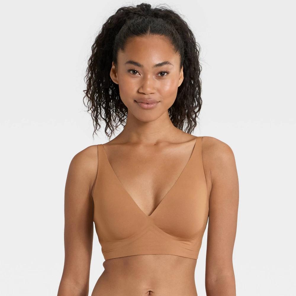 Women's Luxury Collection Removeable Pad Longline Plunge Bralette - Auden™ Caramel M Product Image