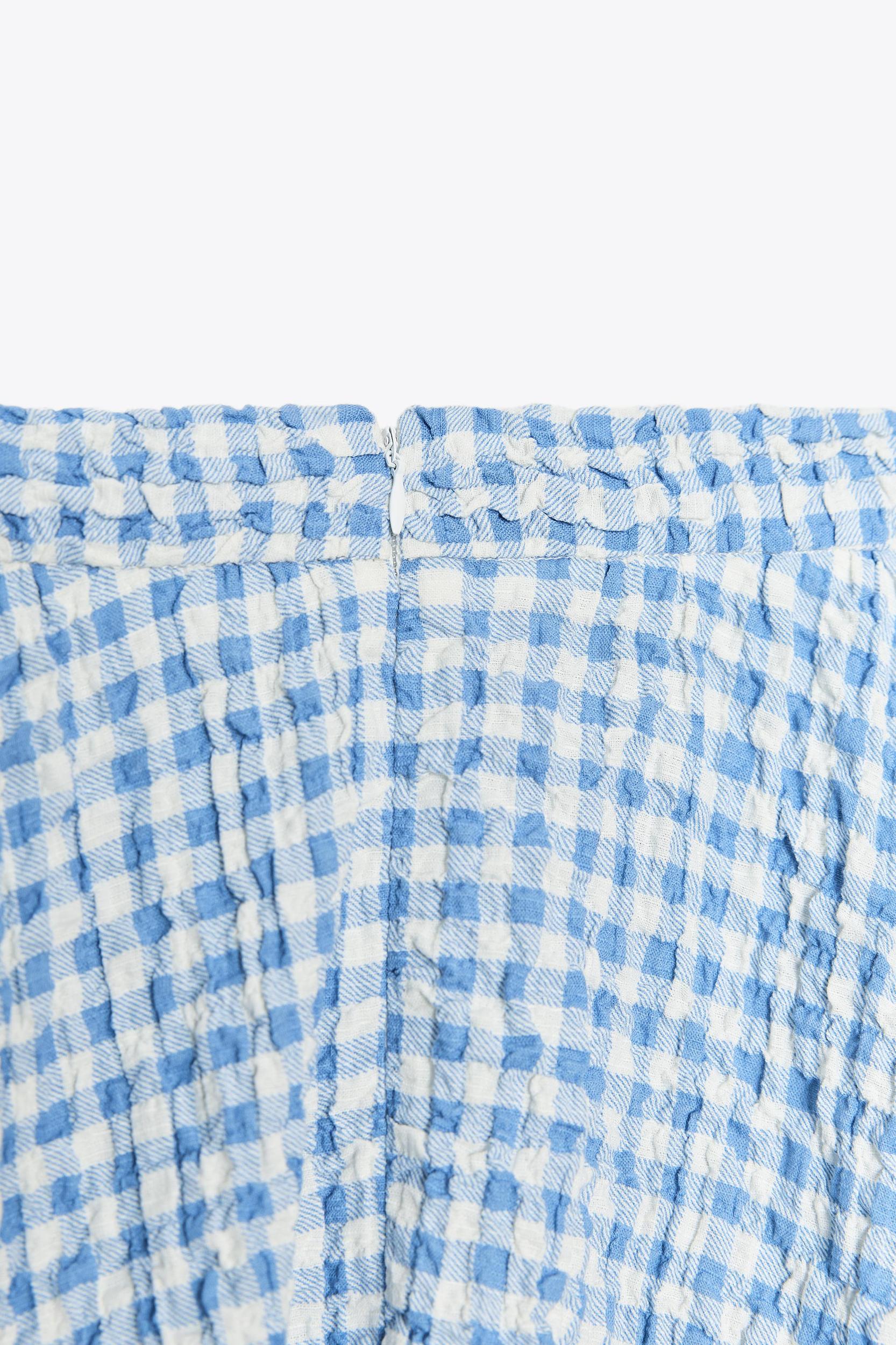 GINGHAM MIDI FLARED SKIRT Product Image