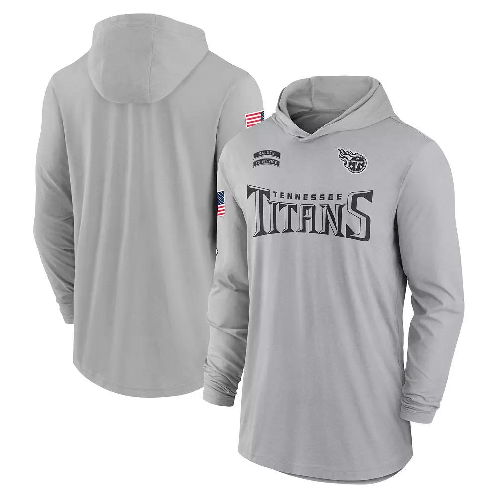 Men's Nike Gray Tennessee Titans 2024 Salute to Service Lightweight Performance Long Sleeve Hooded T-Shirt, Size: 3XL, Grey Product Image