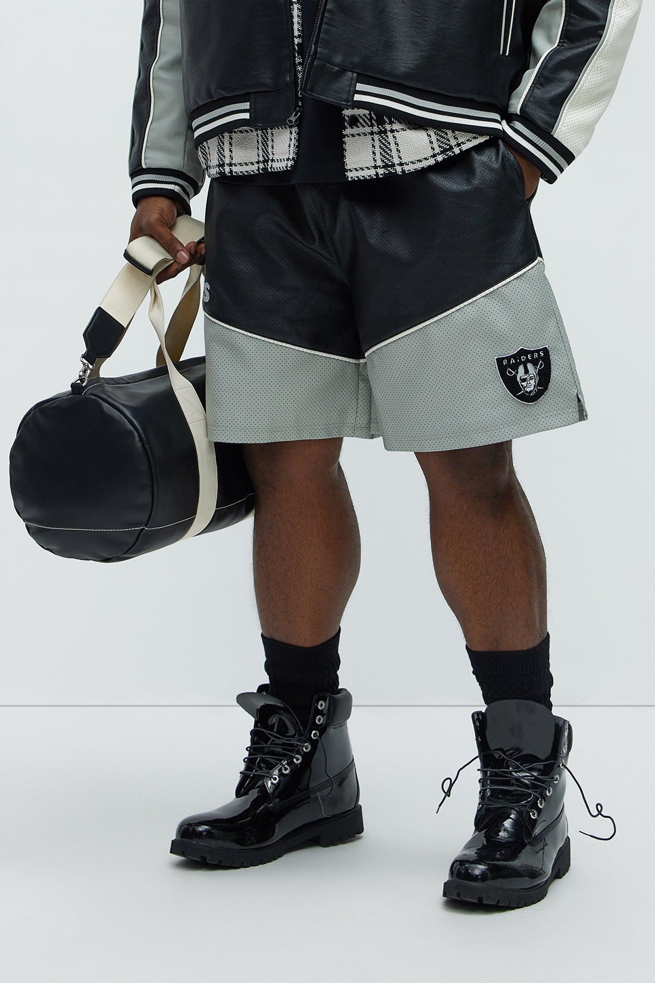 Raiders Up And Down The Court Faux Leather Shorts - Black Product Image