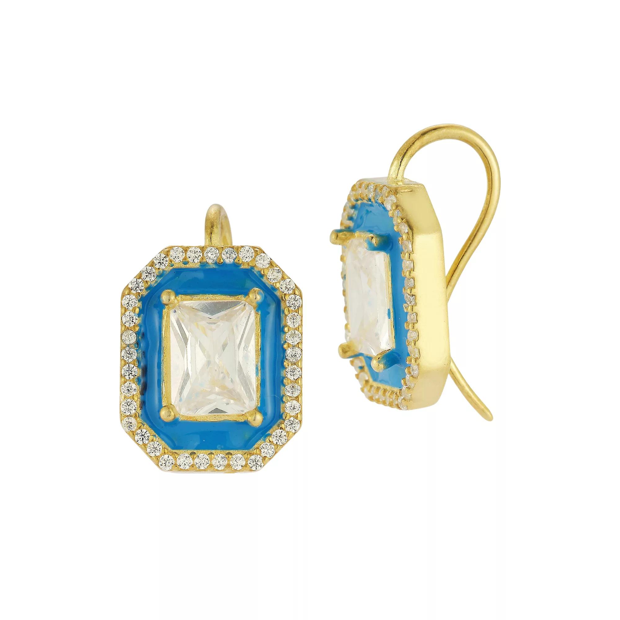 Sunkissed Sterling Cubic Zirconia & Blue Enamel Earrings, Women's, Gold Tone Product Image