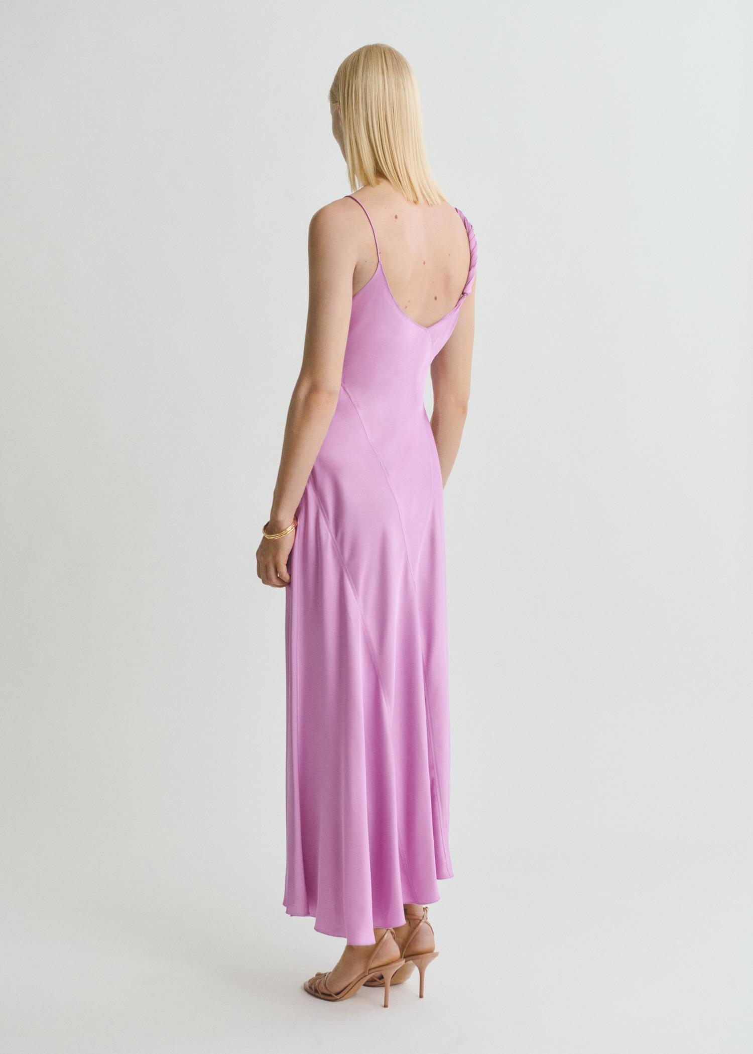 Asymmetrical satin dress - Women | MANGO USA Product Image
