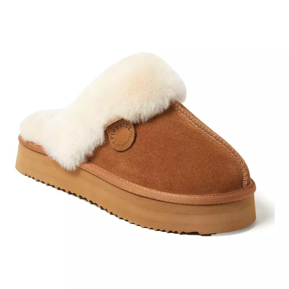 Fireside by Dearfoams Melton Shearling Womens Platform Scuff Slippers Purple Product Image