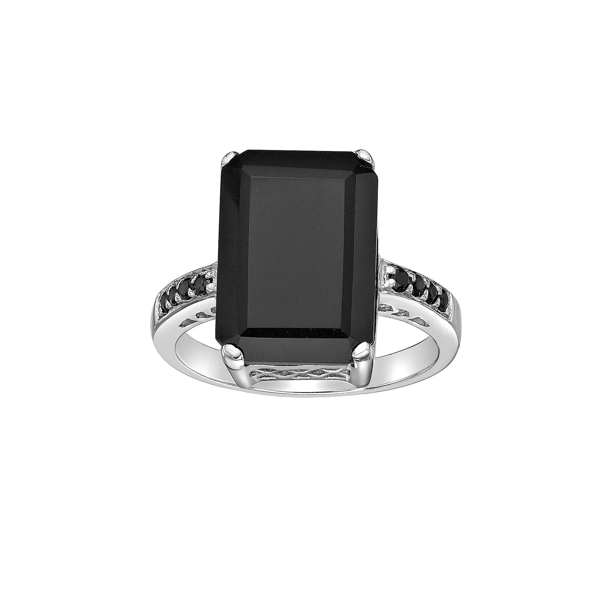 Gemminded Sterling Silver Black Onyx & Black Spinel Ring, Women's, Size: 9 Product Image