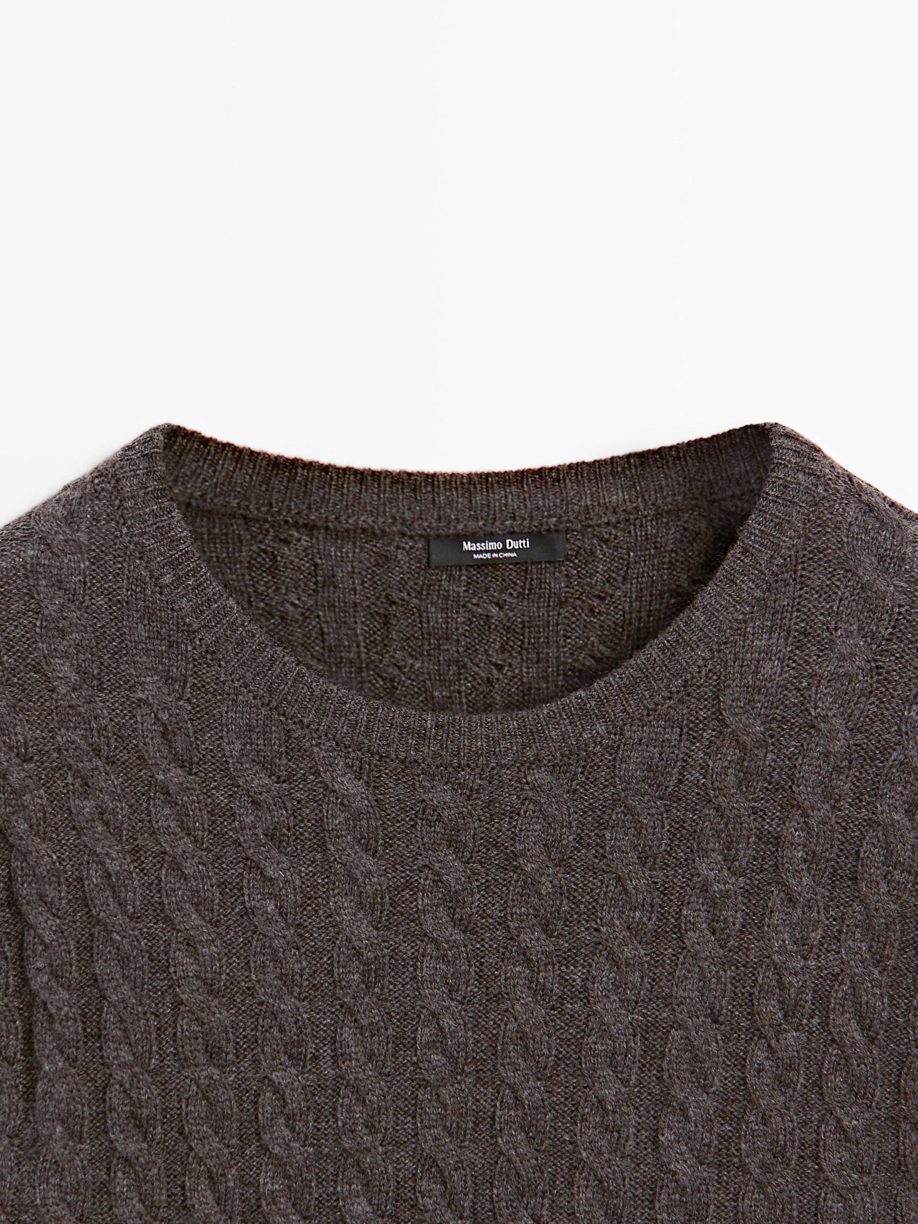 Wool blend cable-knit sweater Product Image