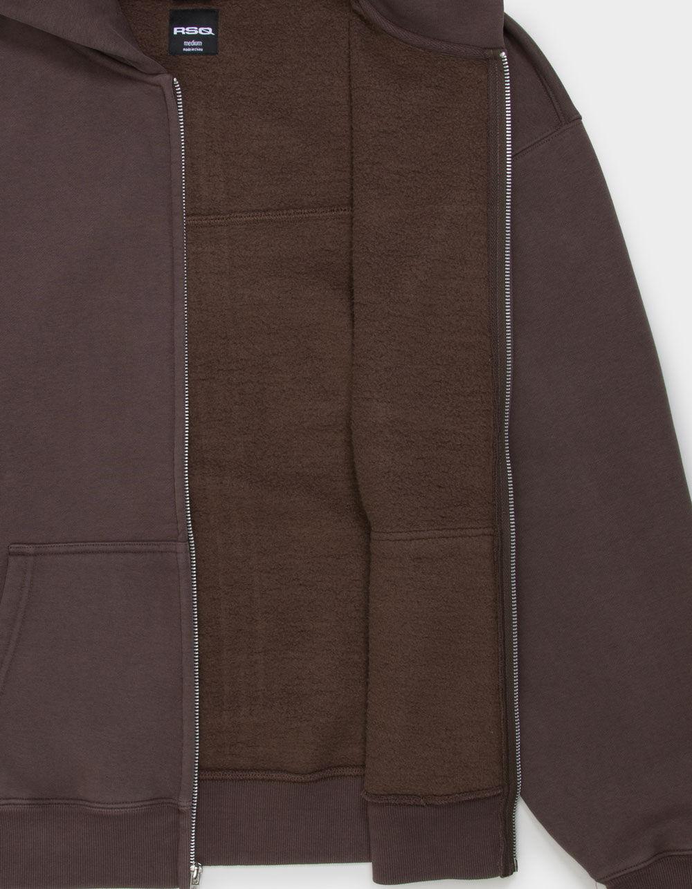 RSQ Mens Oversized Zip-Up Hoodie - DARK BROWN Product Image