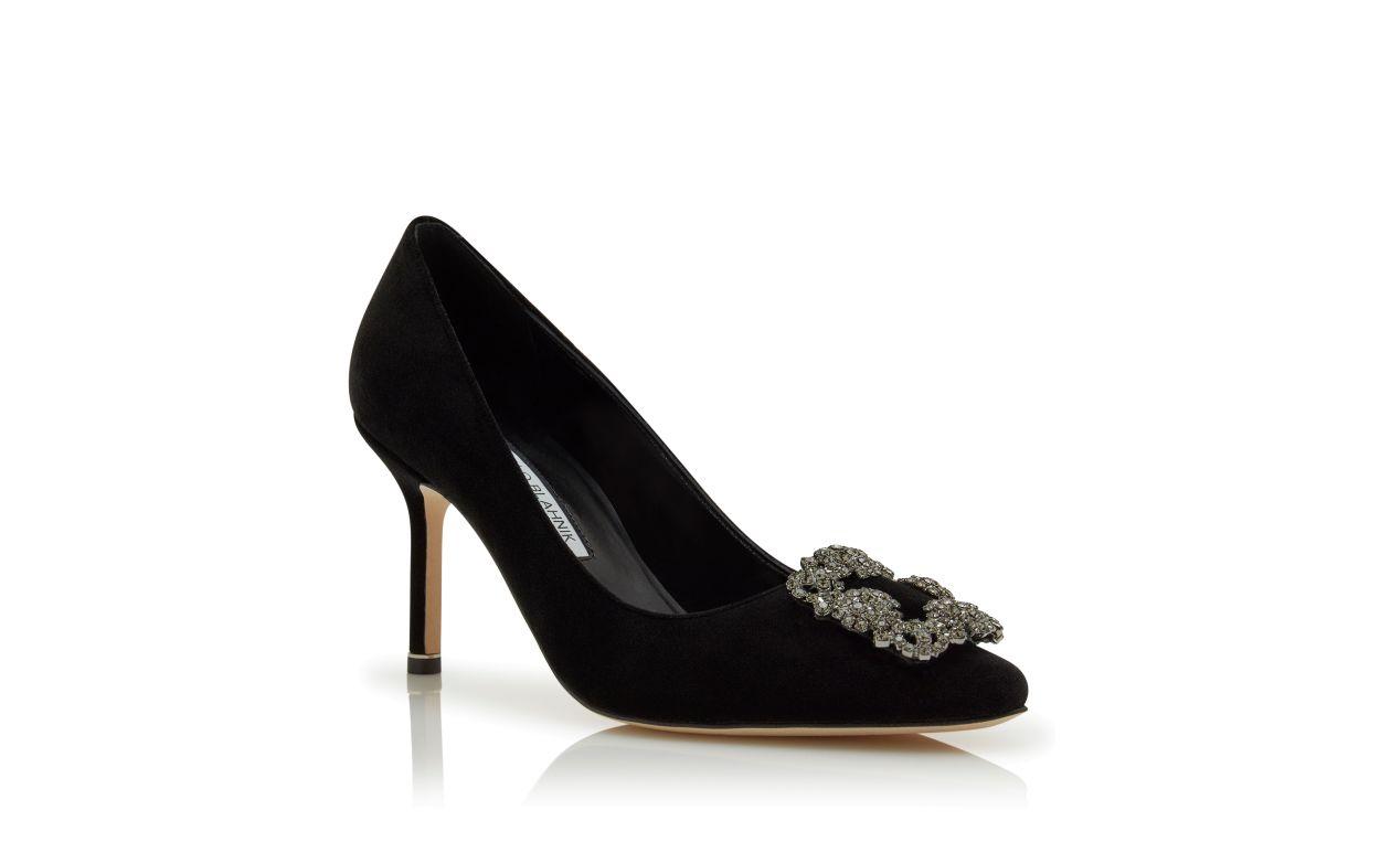 HANGISI 90 Black Velvet Jewel Buckle Pumps Product Image