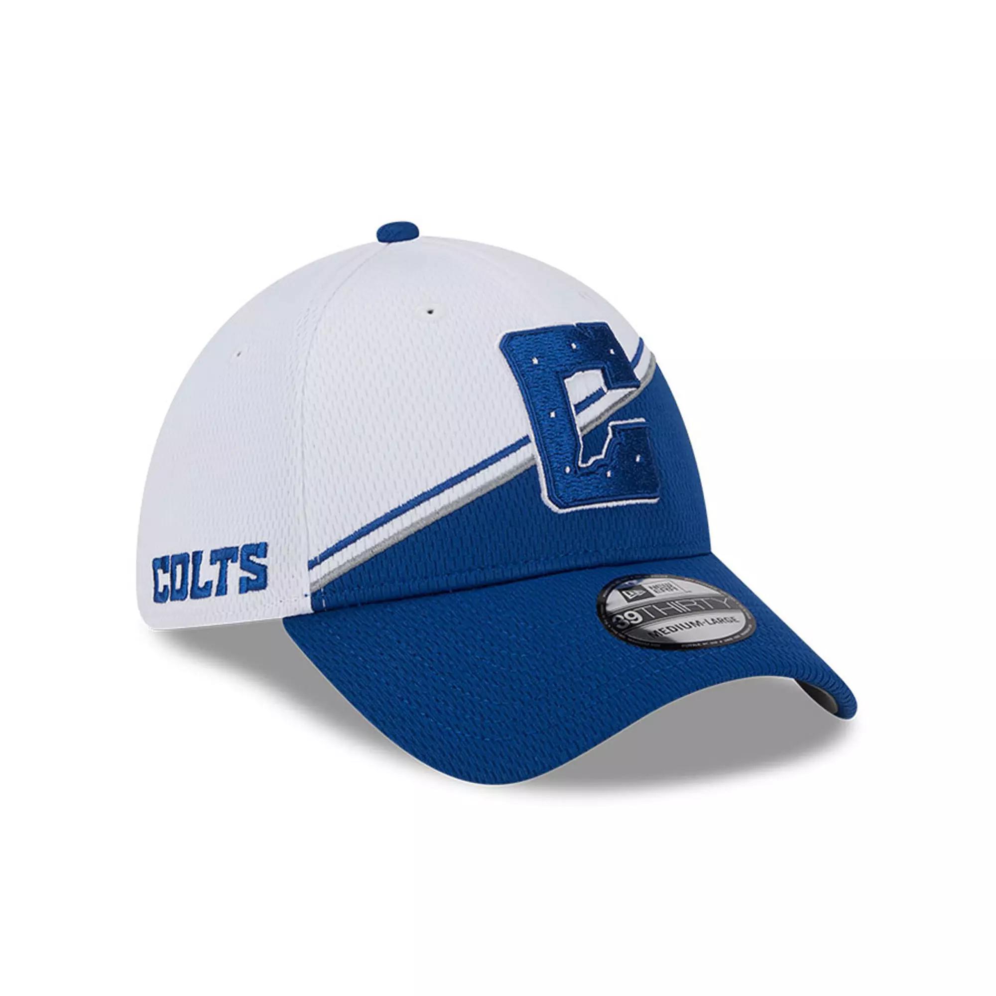 Men's New Era  White/Royal Indianapolis Colts 2023 Sideline 39THIRTY Flex Hat, Size: Medium/Large Product Image