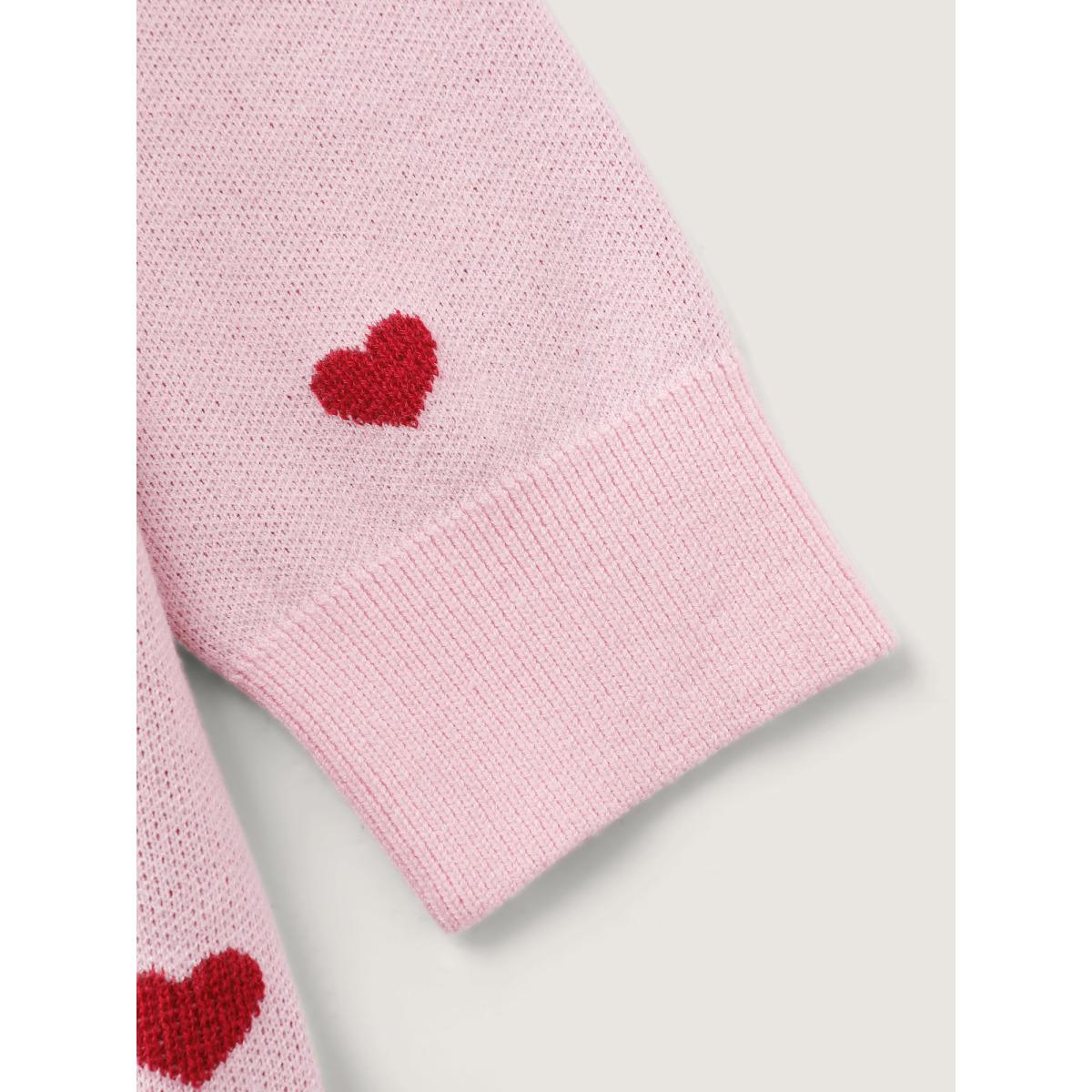 Plus Size Love Pattern Jacquard Knit Cardigan Lightpink Women Timeless Loose Long Sleeve Elegant Cardigans BloomChic 14-16/1X Product Image