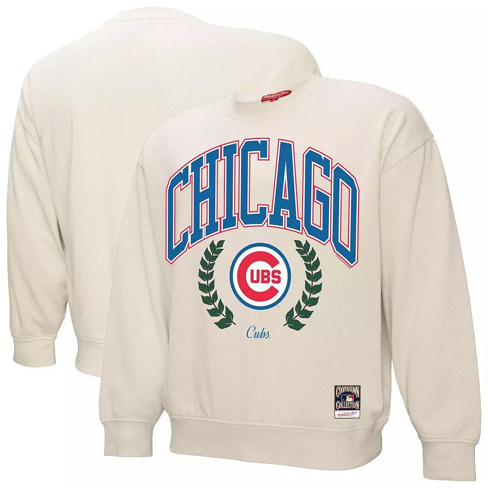 Women's Mitchell & Ness Cream Chicago Cubs Cooperstown Collection Laurel Pullover Sweatshirt,  Product Image