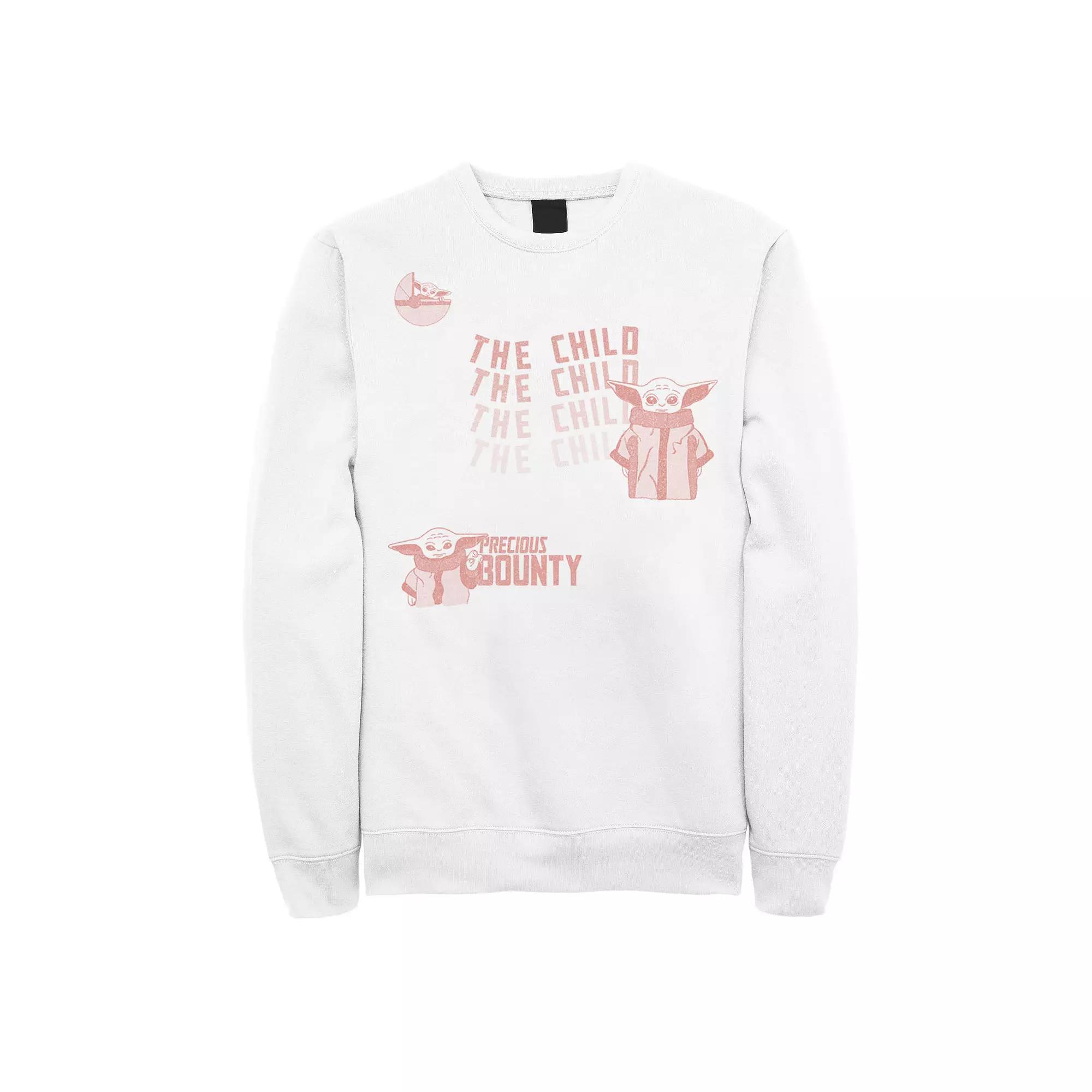Men's Star Wars: The Mandalorian The Child Precious Bounty Text Sweatshirt, Size: Medium, White Product Image