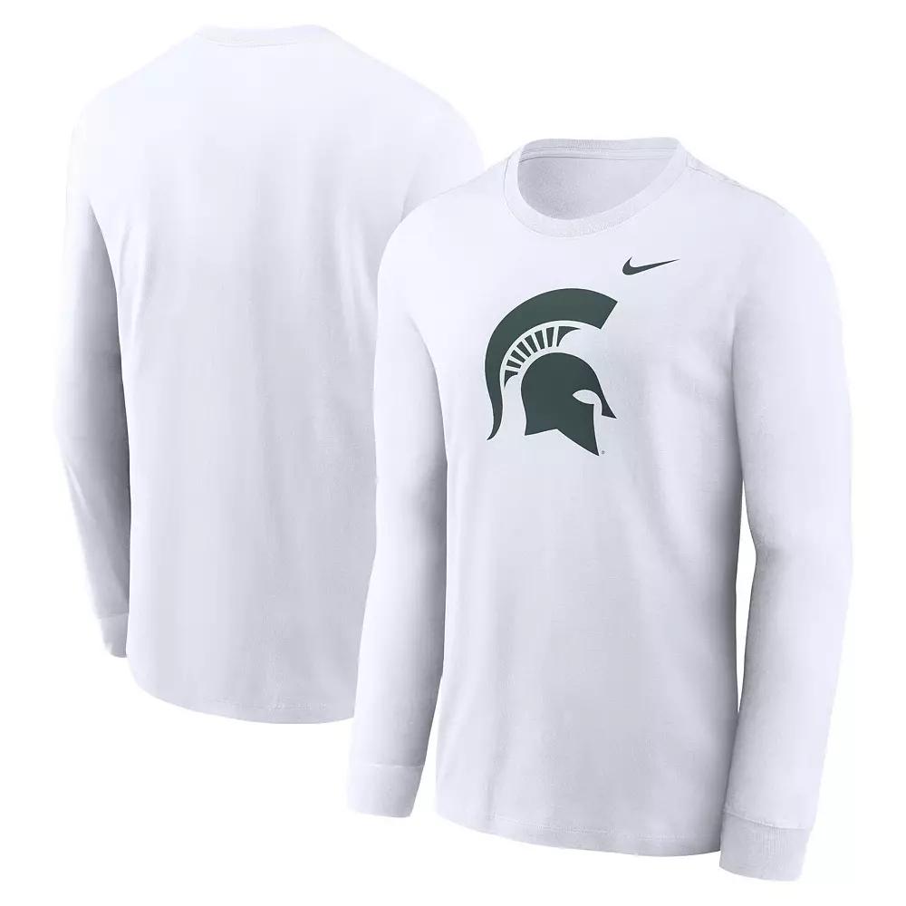 Men's Nike White Michigan State Spartans Primary Logo Long Sleeve T-Shirt,  Product Image