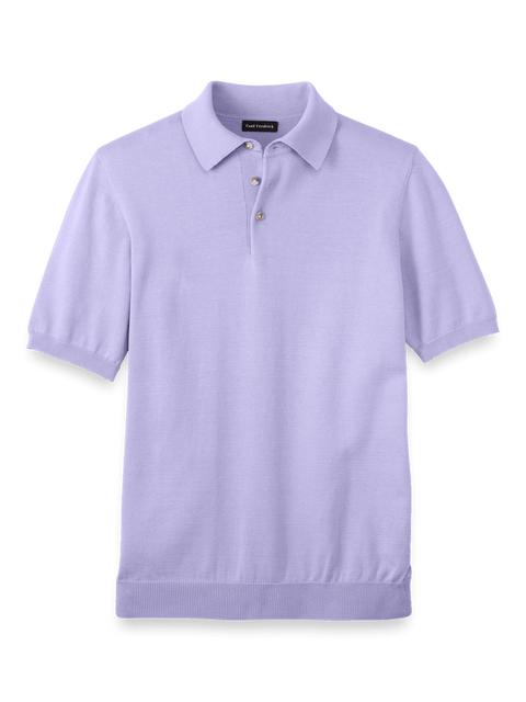 Supima Cotton Three Button Polo - Lavender Product Image