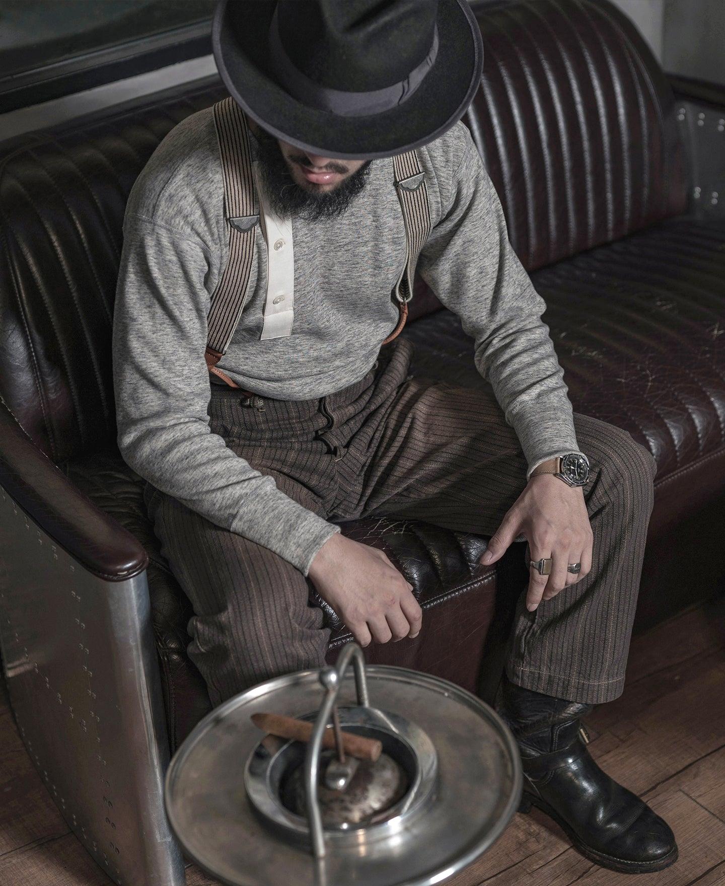 14 oz Side Closing Henley Shirt - Gray Product Image