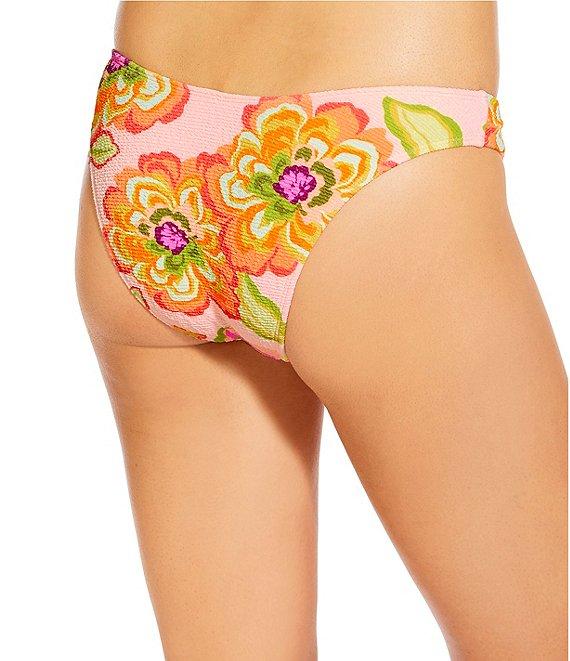 GB Bright Bloom Scrunchie Textured Extra High Leg Scoop Hipster Swim Bottom Product Image