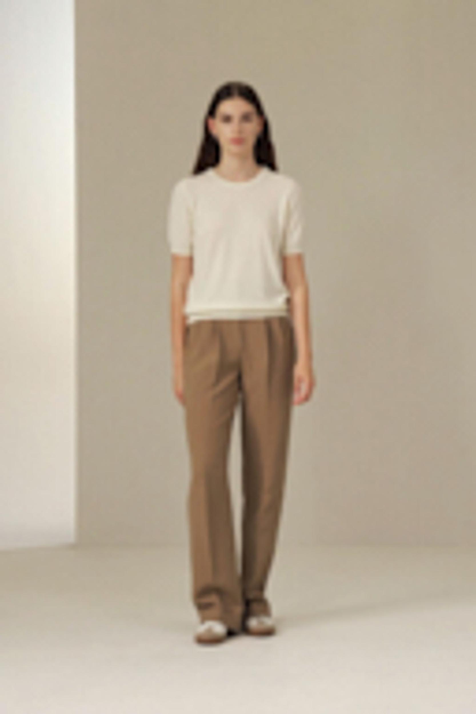 Crew Neck Basic Knit Top Product Image