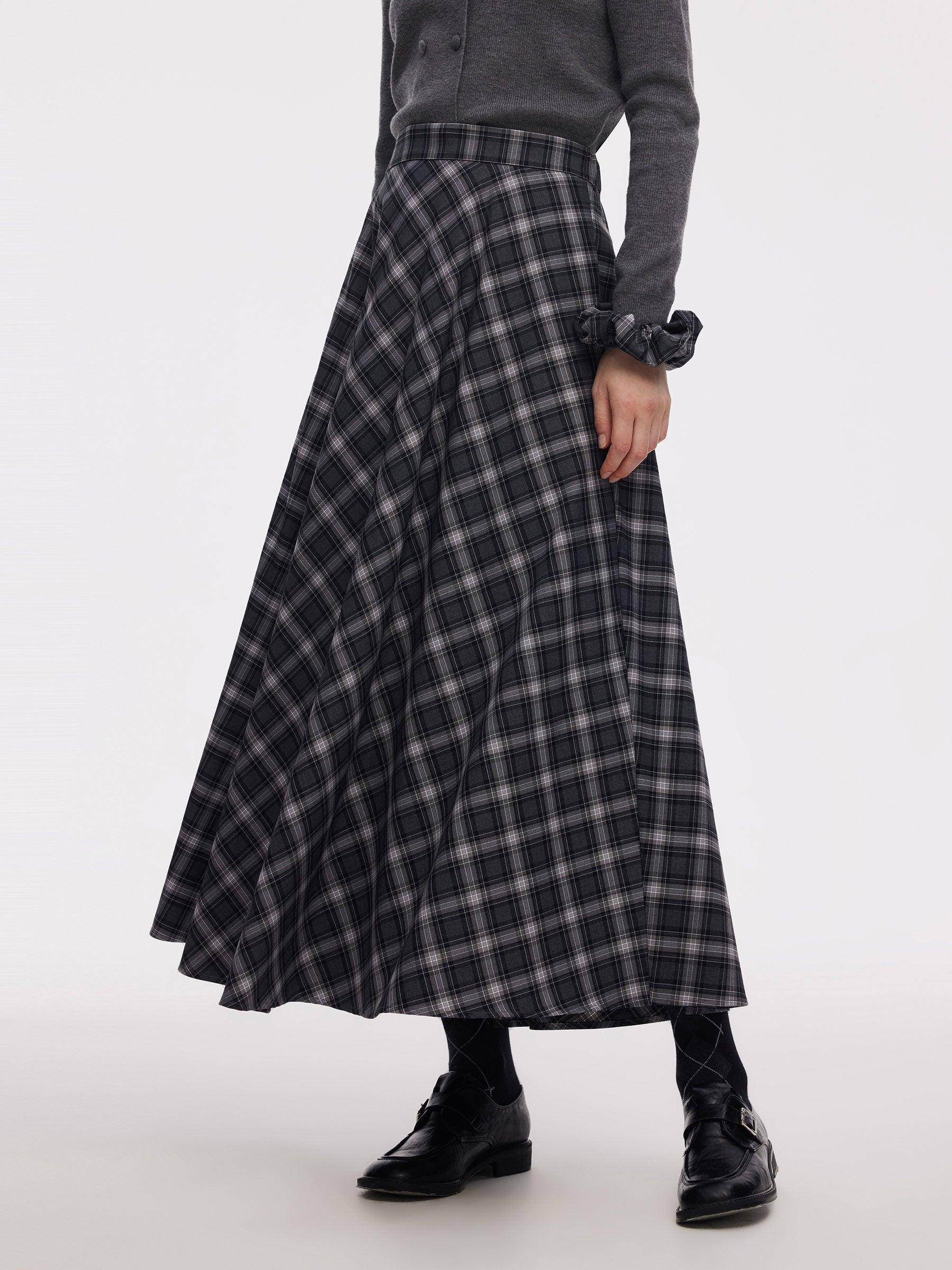Plaid Women A-Line Skirt With Scrunchie Product Image