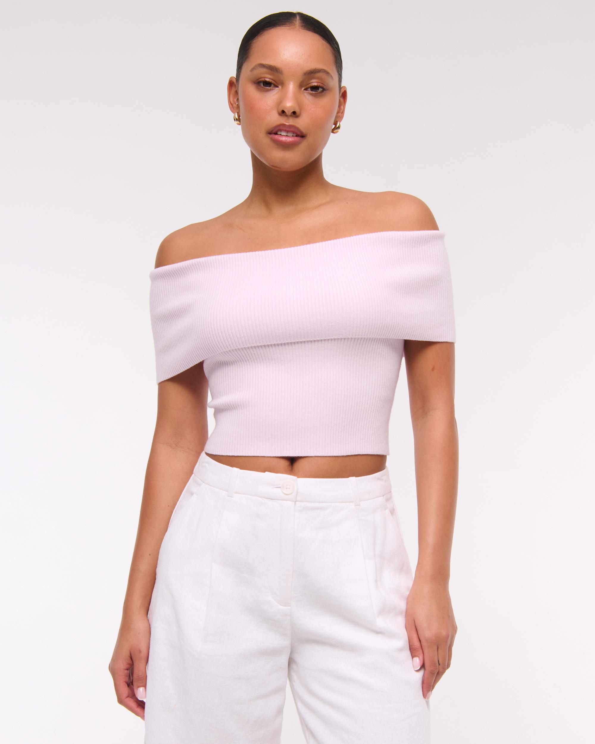 Foldover Off-The-Shoulder Sweater Top Product Image