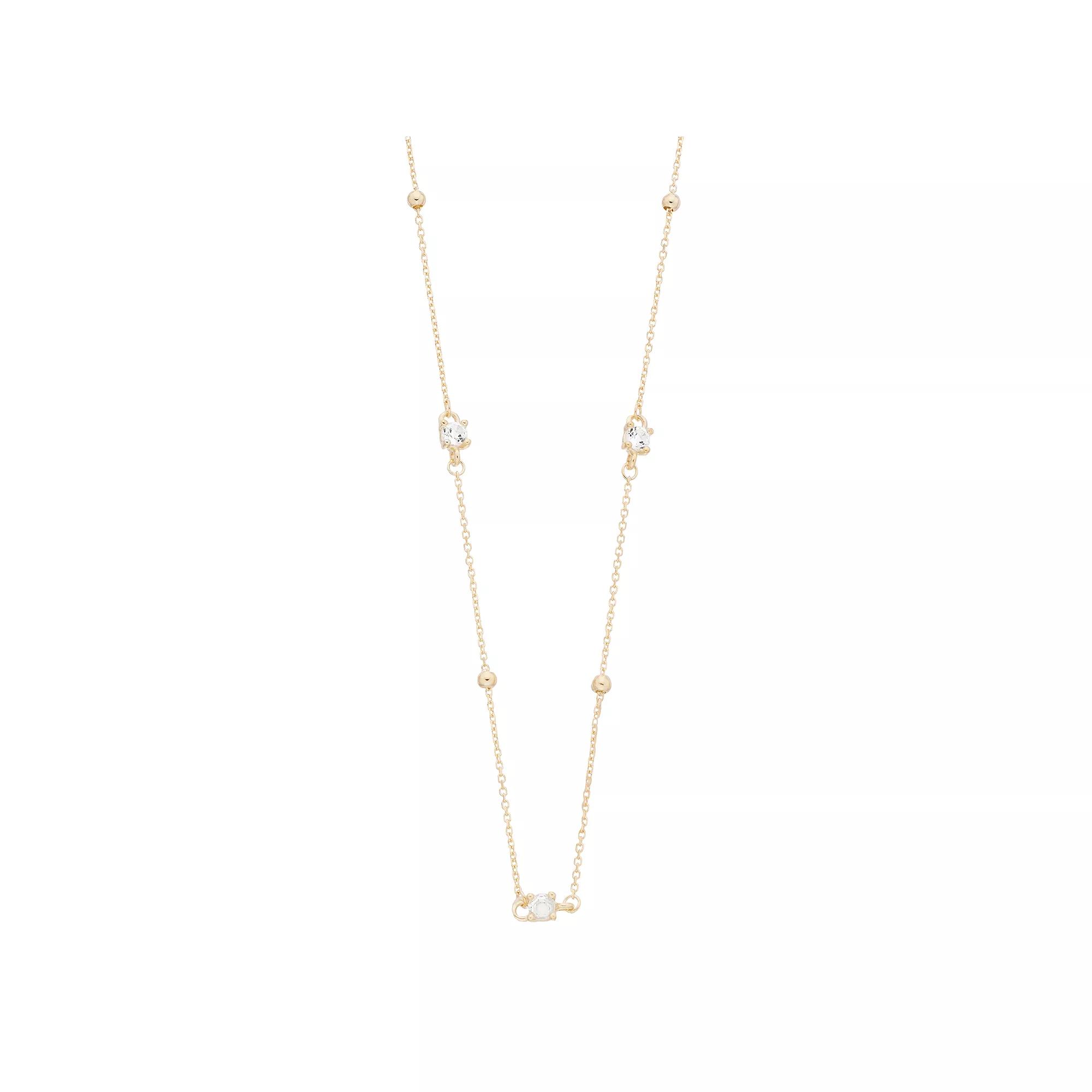 Au Naturale 14k Gold White Topaz Bead Necklace, Women's, Size: 17" Product Image