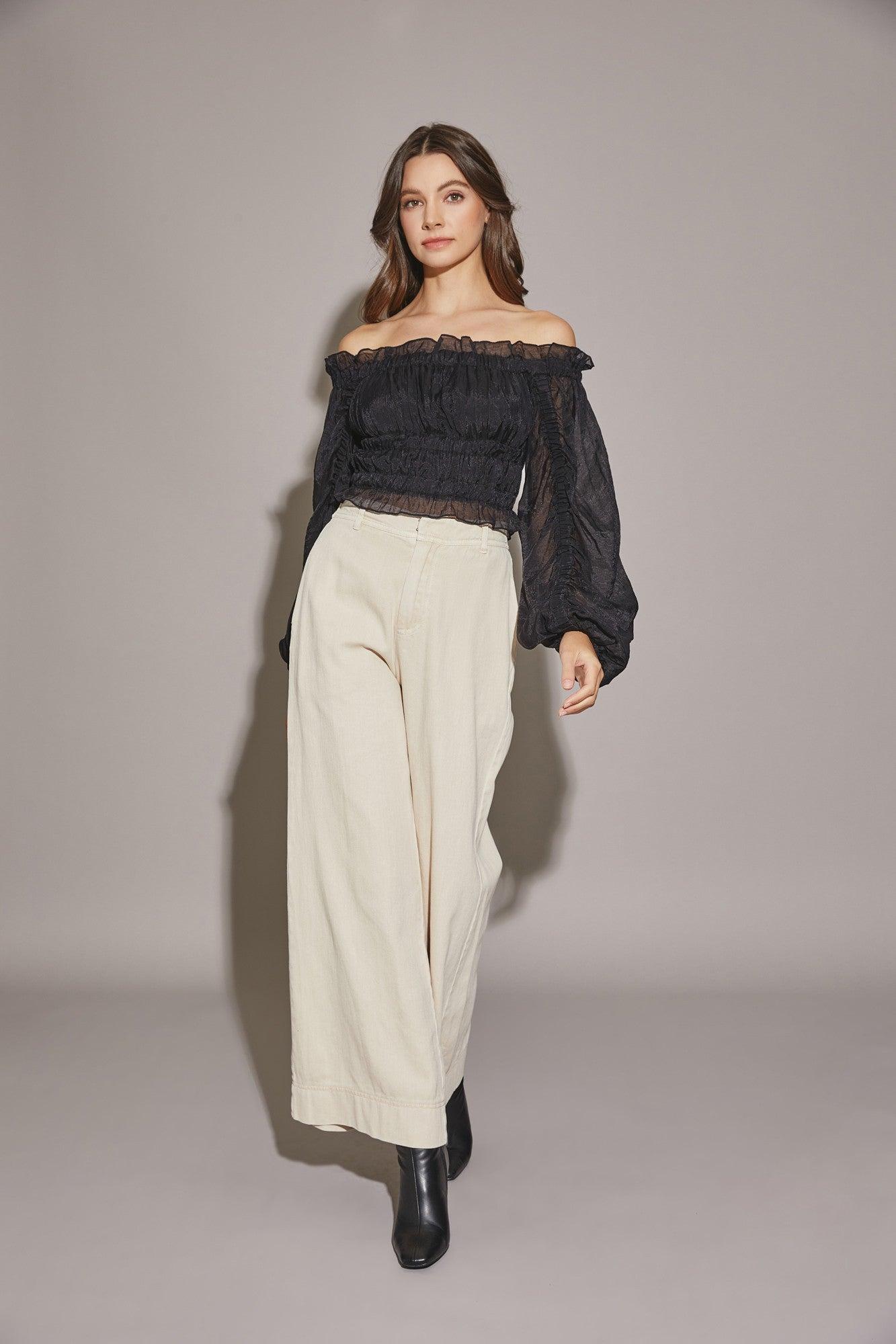 Off the Shoulder Cropped Dress Top Product Image