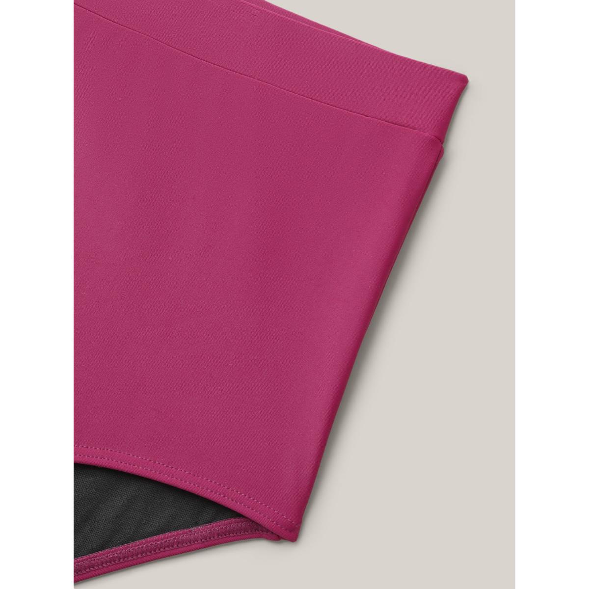 Plus Size Glide Lock Zipper Color Contrast Swim Dress Women's Swimwear RedViolet Beach Bodycon U-neck High stretch Curve Swim Dresses BloomChic 10/M Product Image