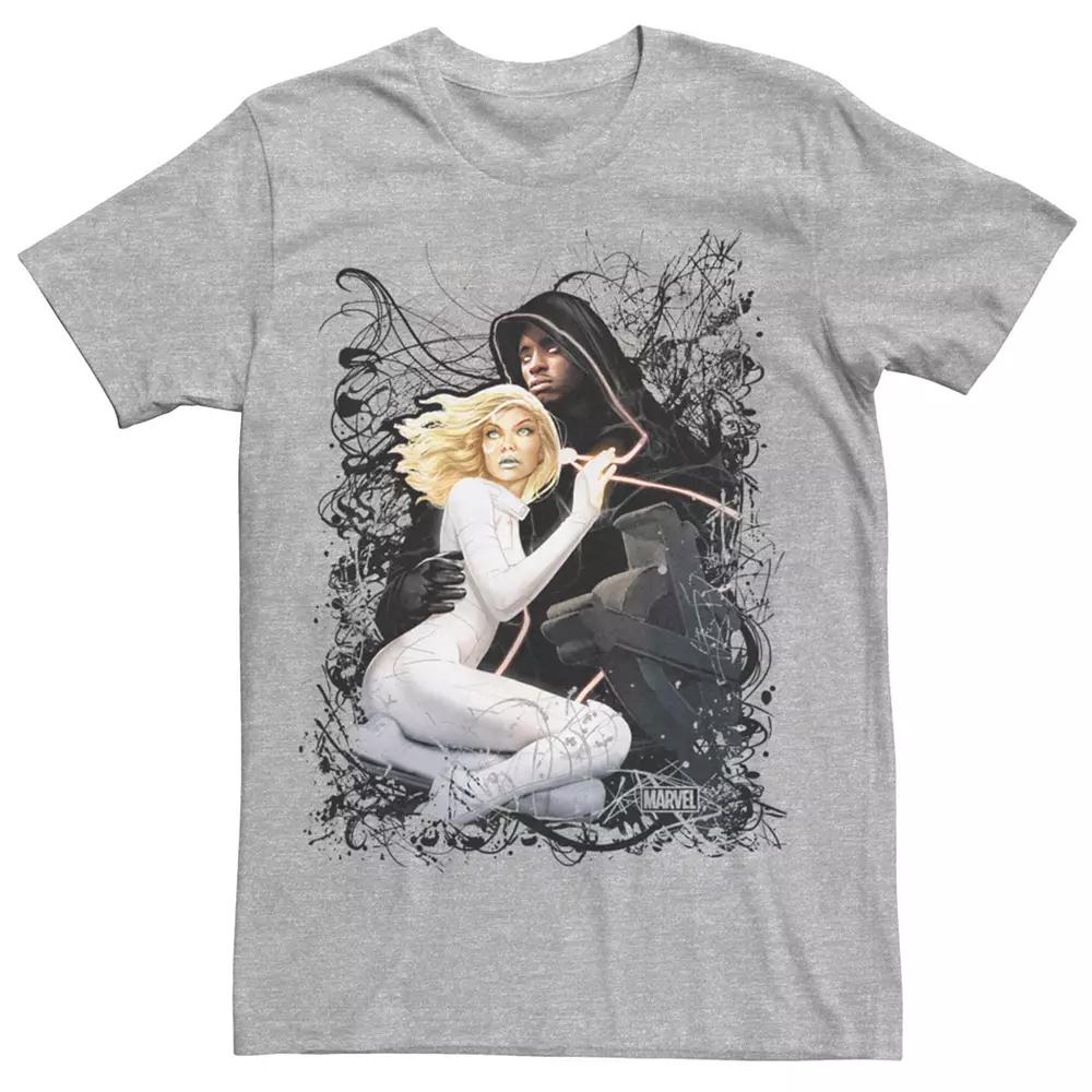 Men's Marvel's Cloak And Dagger Splatter Portrait Tee, Size: Medium, Athletic Grey Product Image