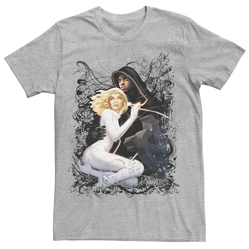 Men's Marvel's Cloak And Dagger Splatter Portrait Tee, Size: Medium, Athletic Grey Product Image