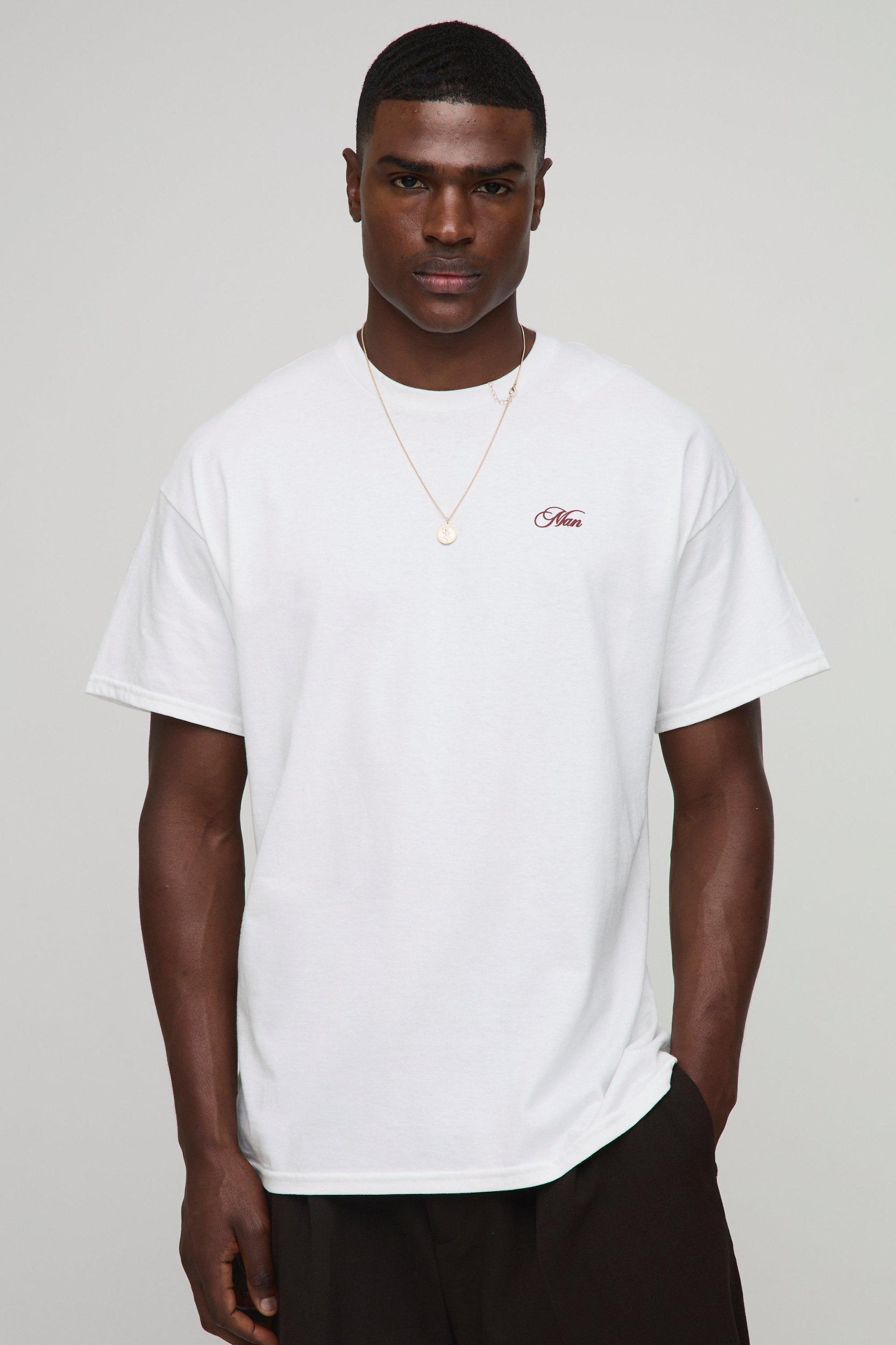 White Oversized Portofino Puff Print T-Shirt | boohooMAN USA Product Image