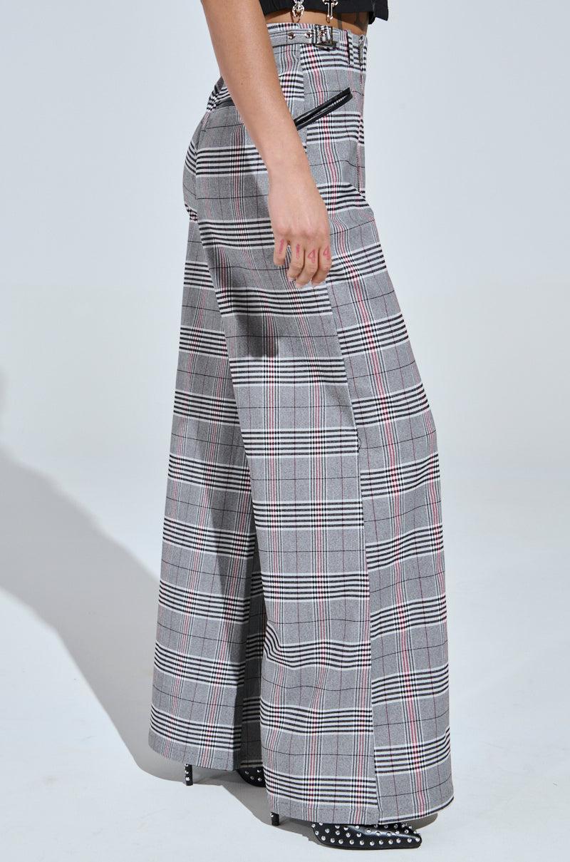 DARIA WIDE LEG PLAID PANT Product Image