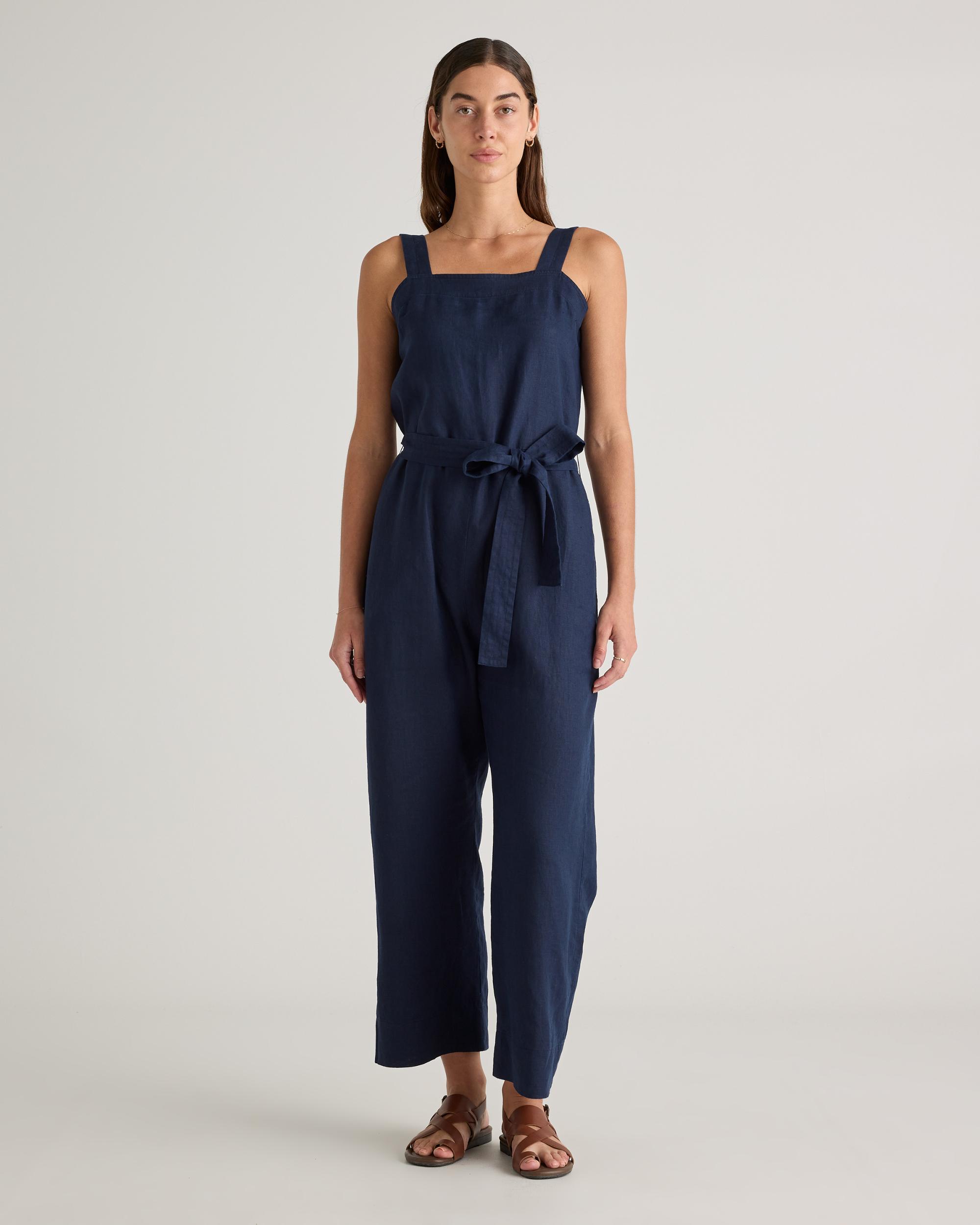 Quince | Women's 100% European Linen Square Neck Jumpsuit Product Image