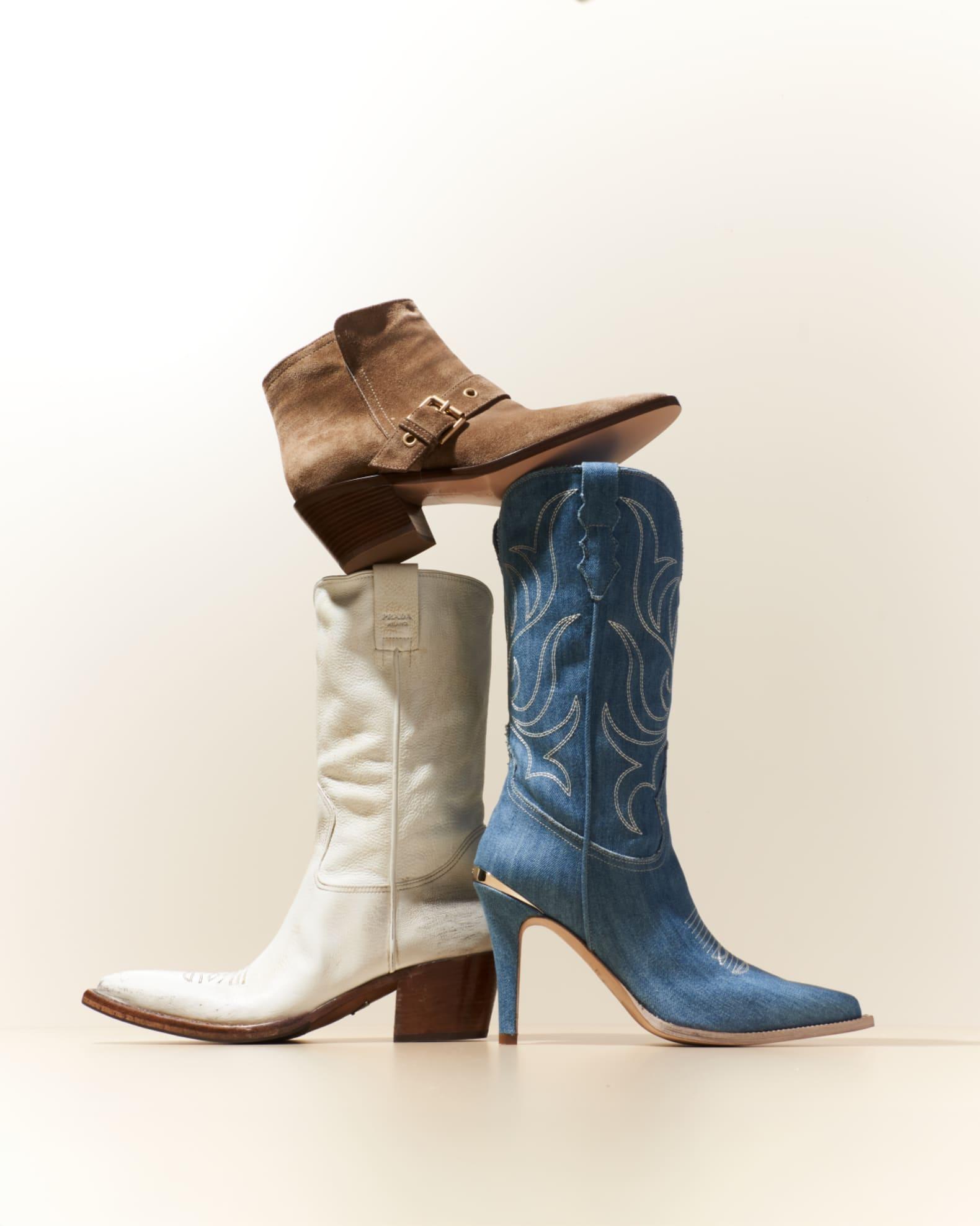 Distressed Calfskin Short Cowboy Boots Product Image