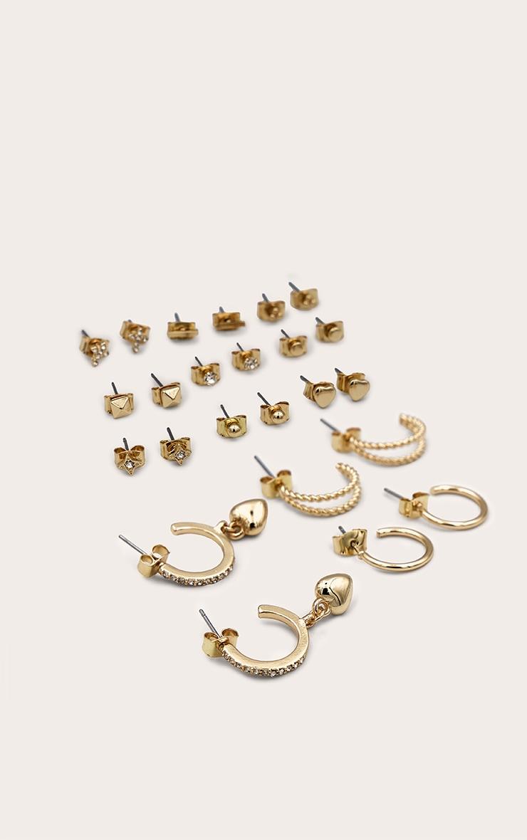 Gold Heart Stud And Hoop Multipack Earrings Product Image