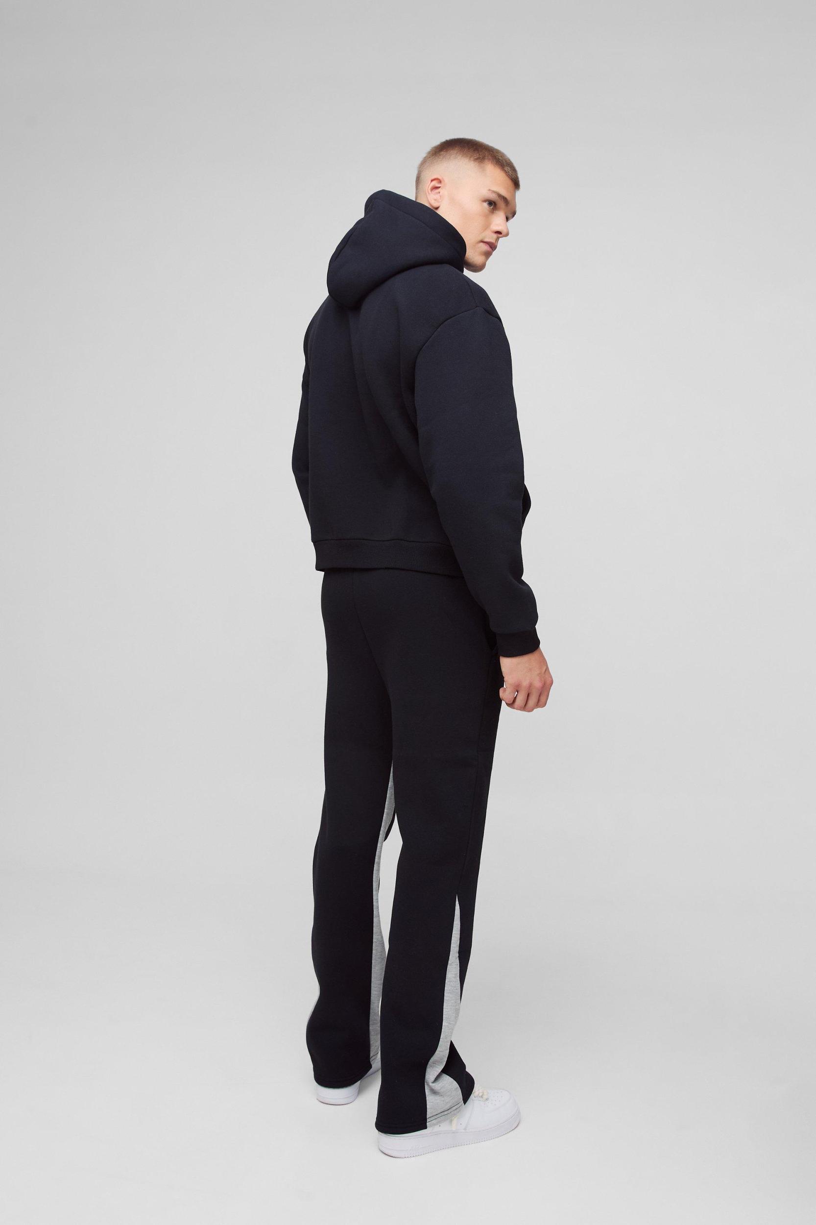 Oversized Boxy Man Paint Splatter Gusset Hooded Tracksuit | boohooMAN USA Product Image