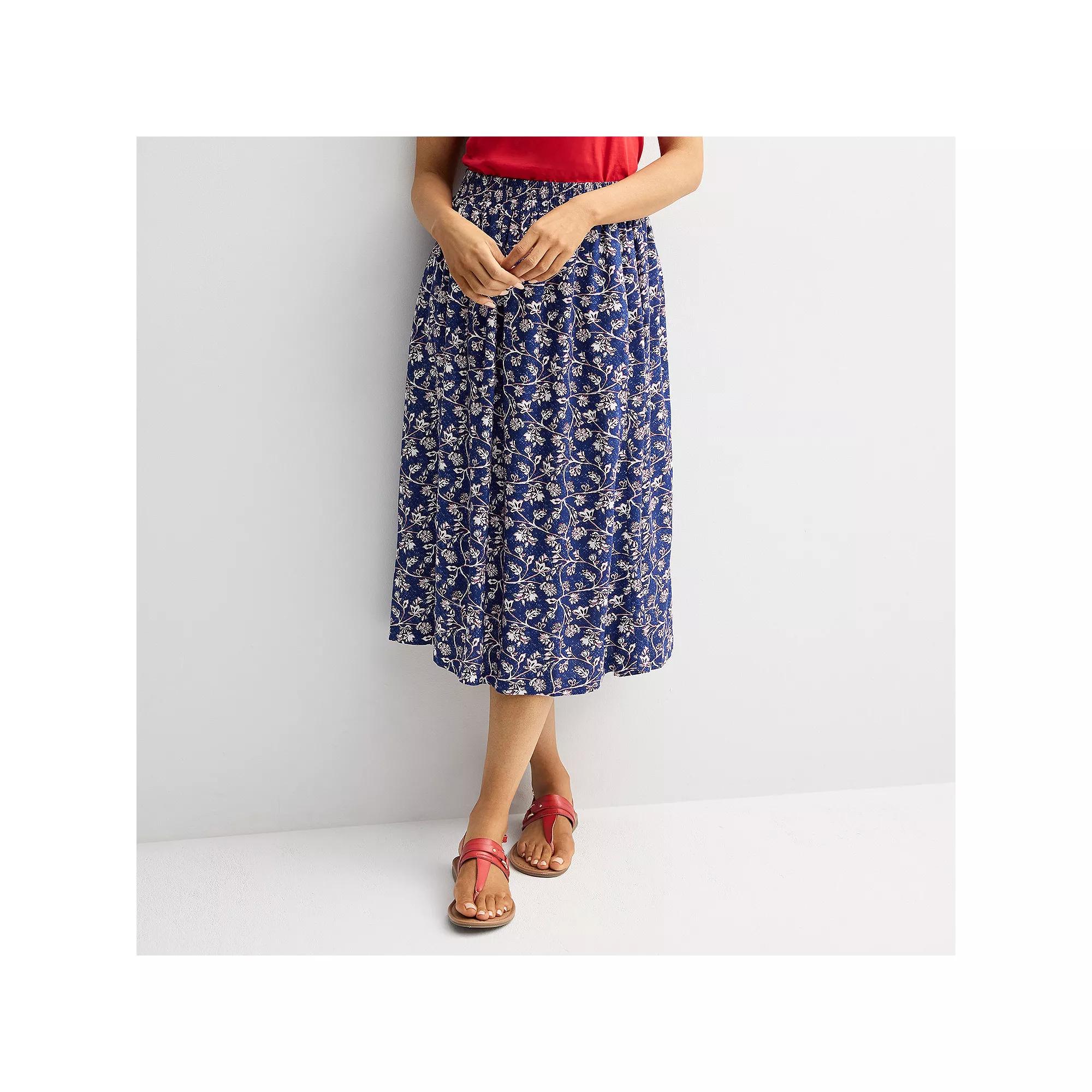 Women's Croft & Barrow® Elastic Waist Midi Skirt,  Product Image