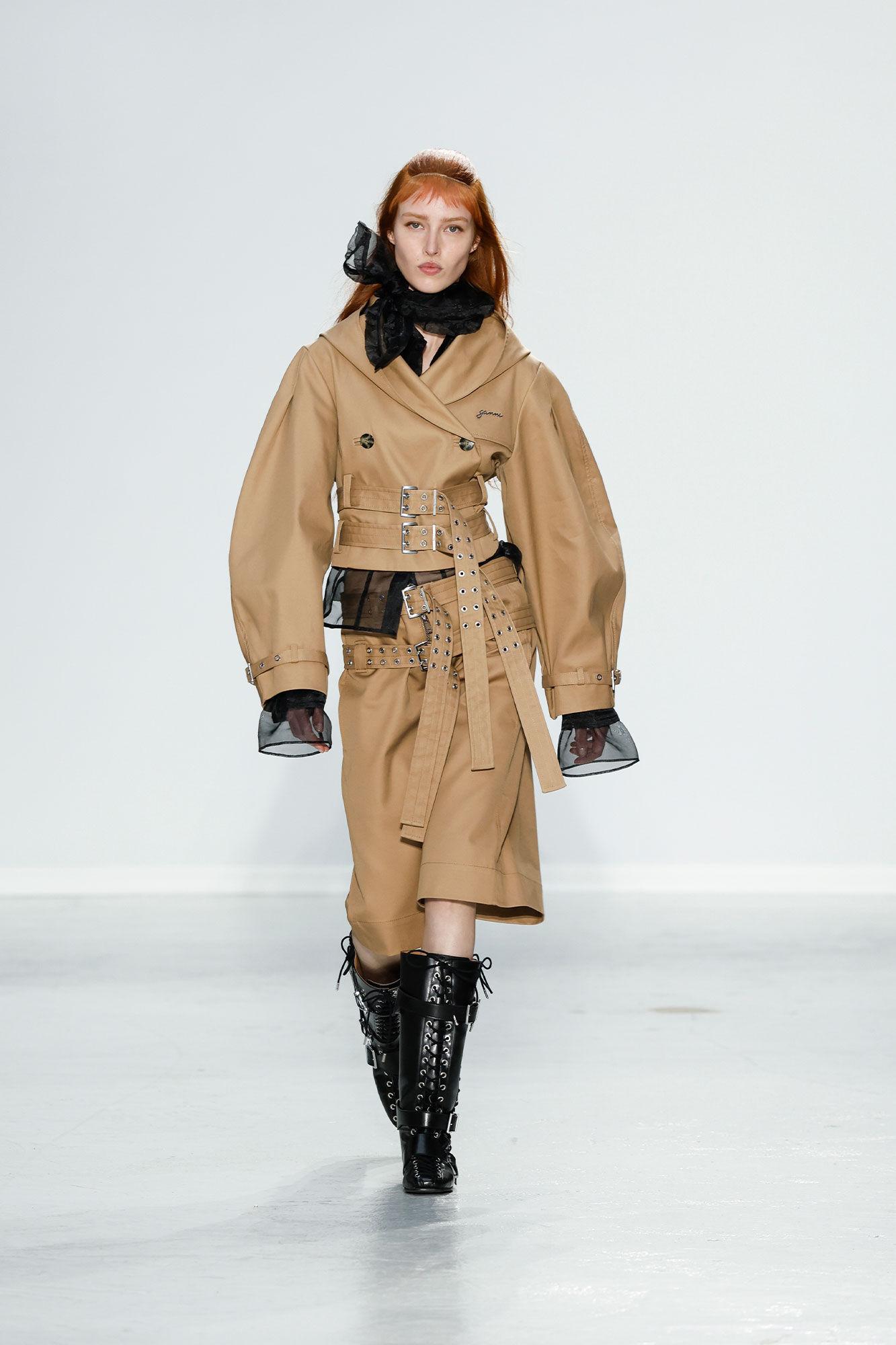 Camel Bonded Cotton Short Trench Jacket Product Image