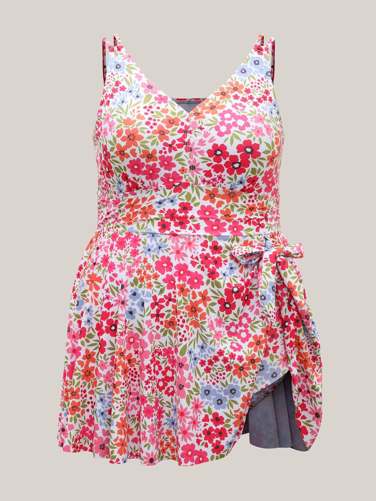 Knotted Blooming Floral Print Swim Dress Female Product Image