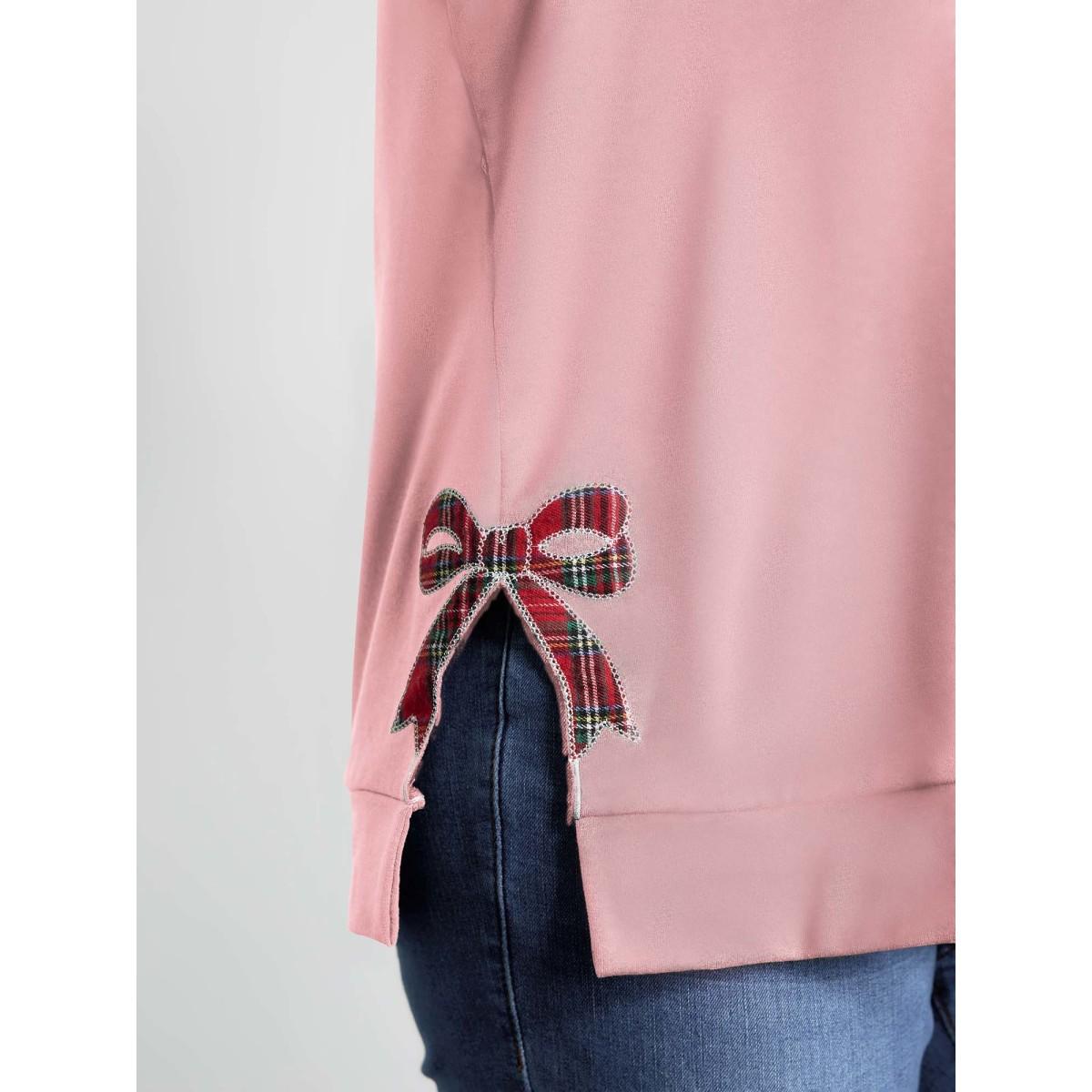 Plus Size Merry Applique Embroidery Sweatshirt Women Blush Playful Contrast Round Neck Casual Sweatshirts BloomChic 22-24/3X Product Image
