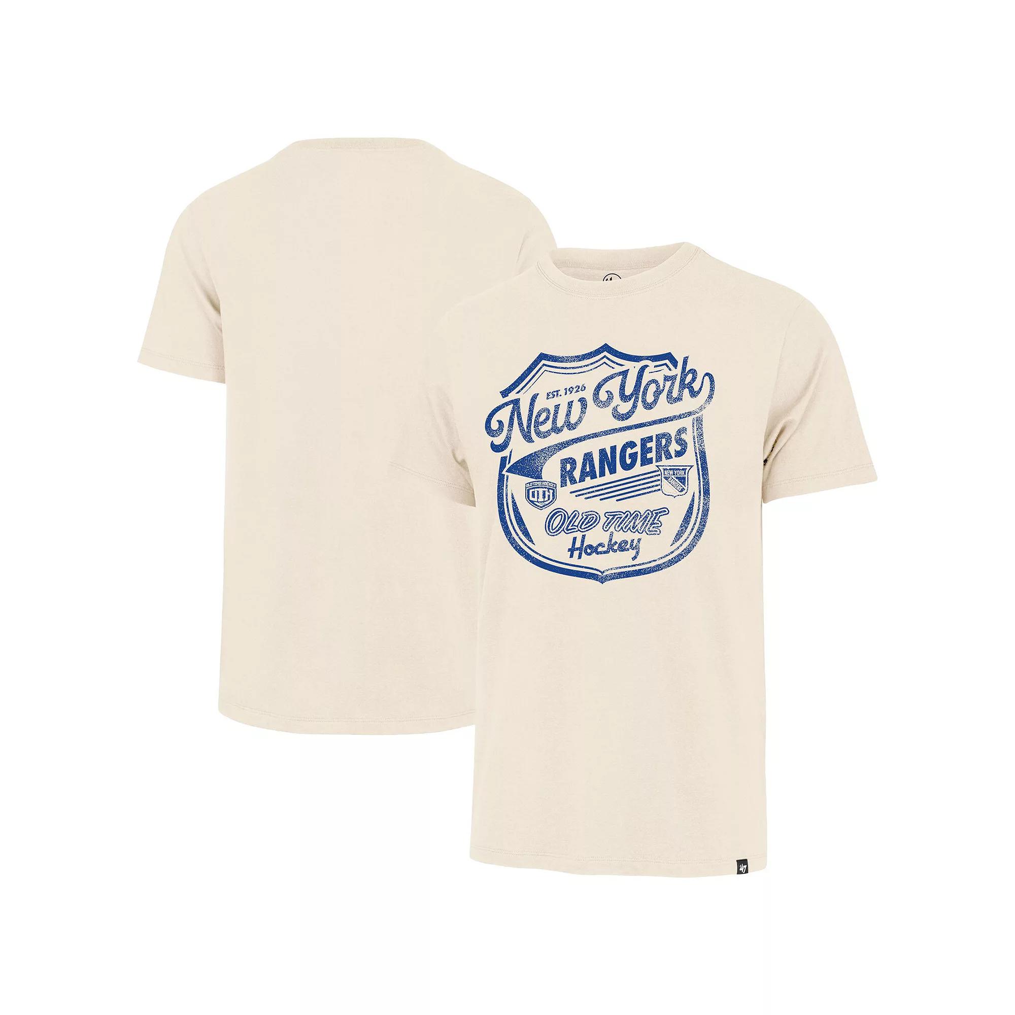 Men's '47 Cream New York Rangers Poke Check Franklin T-Shirt,  Product Image