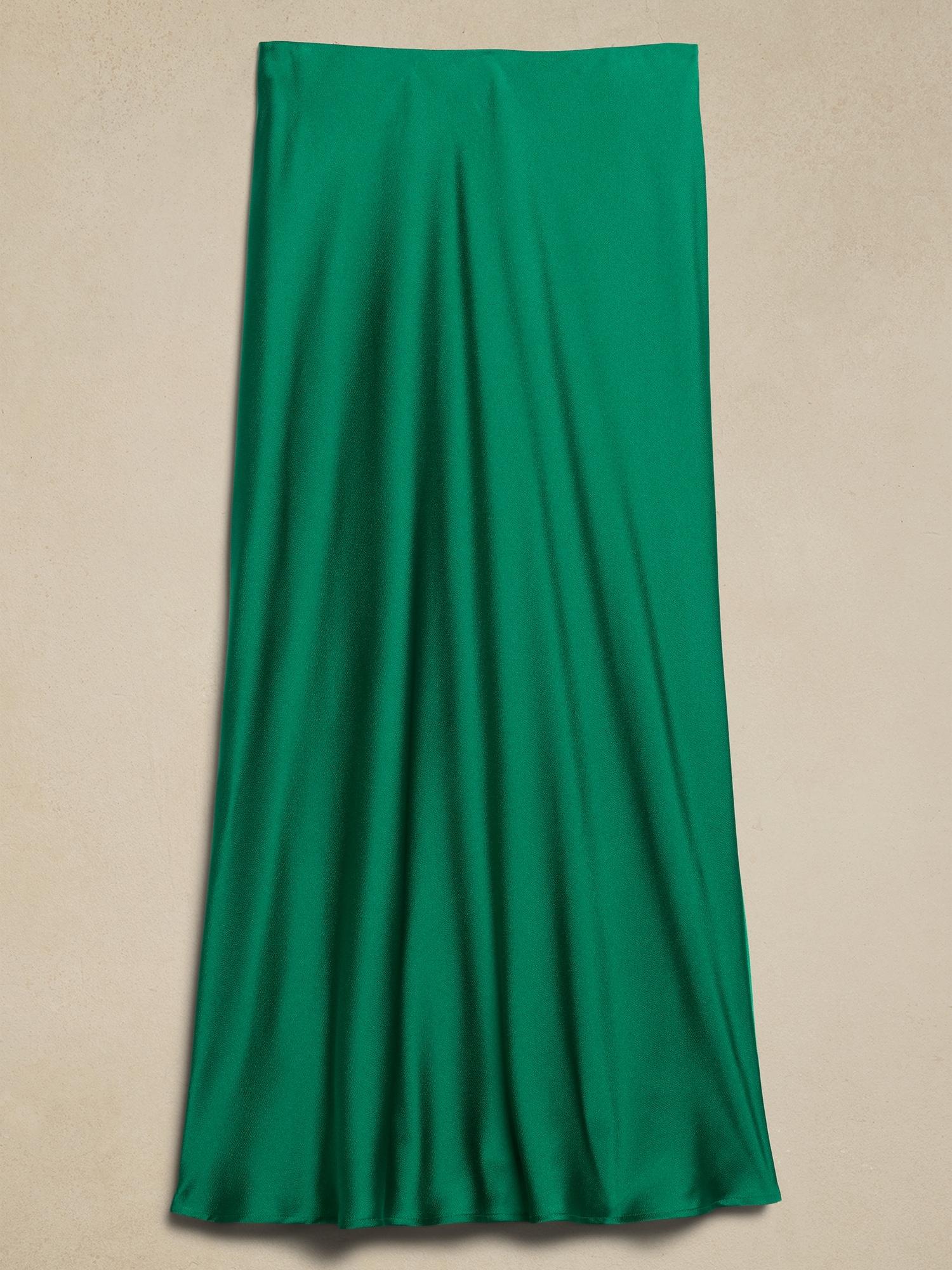 Satin Midi Slip Skirt Product Image