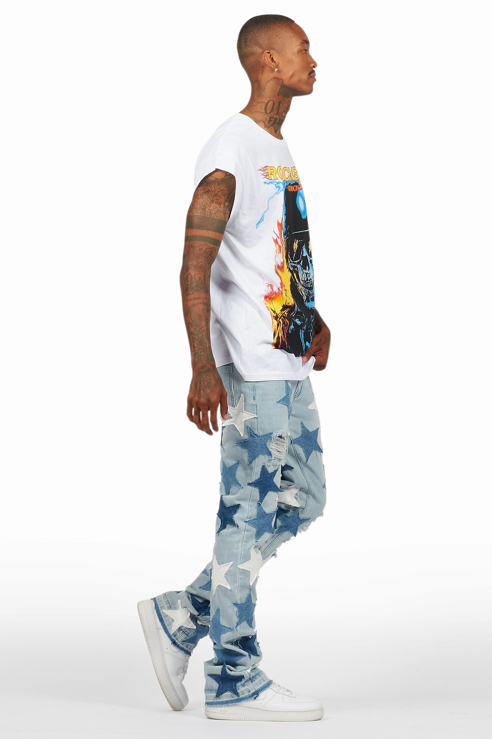 StarLane Light Blue Stacked Flare Jean Male Product Image