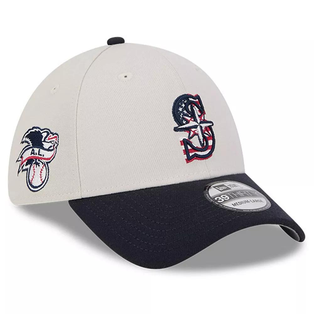 Men's New Era  Khaki/Black Seattle Mariners 2024 Fourth of July 39THIRTY Flex Hat, Size: Medium/Large, Beig K Product Image