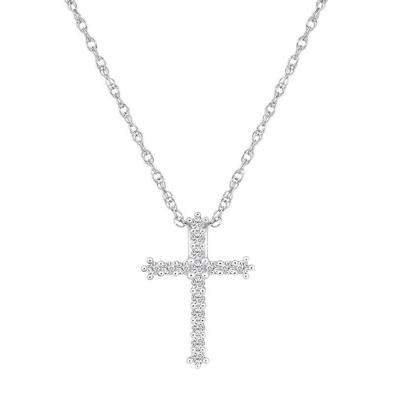 Alyson Layne 10k Yellow Gold 1/4 Carat T.W. Diamond Cross Pendant Necklace, Women's, Size: 18", 10k Gold Product Image
