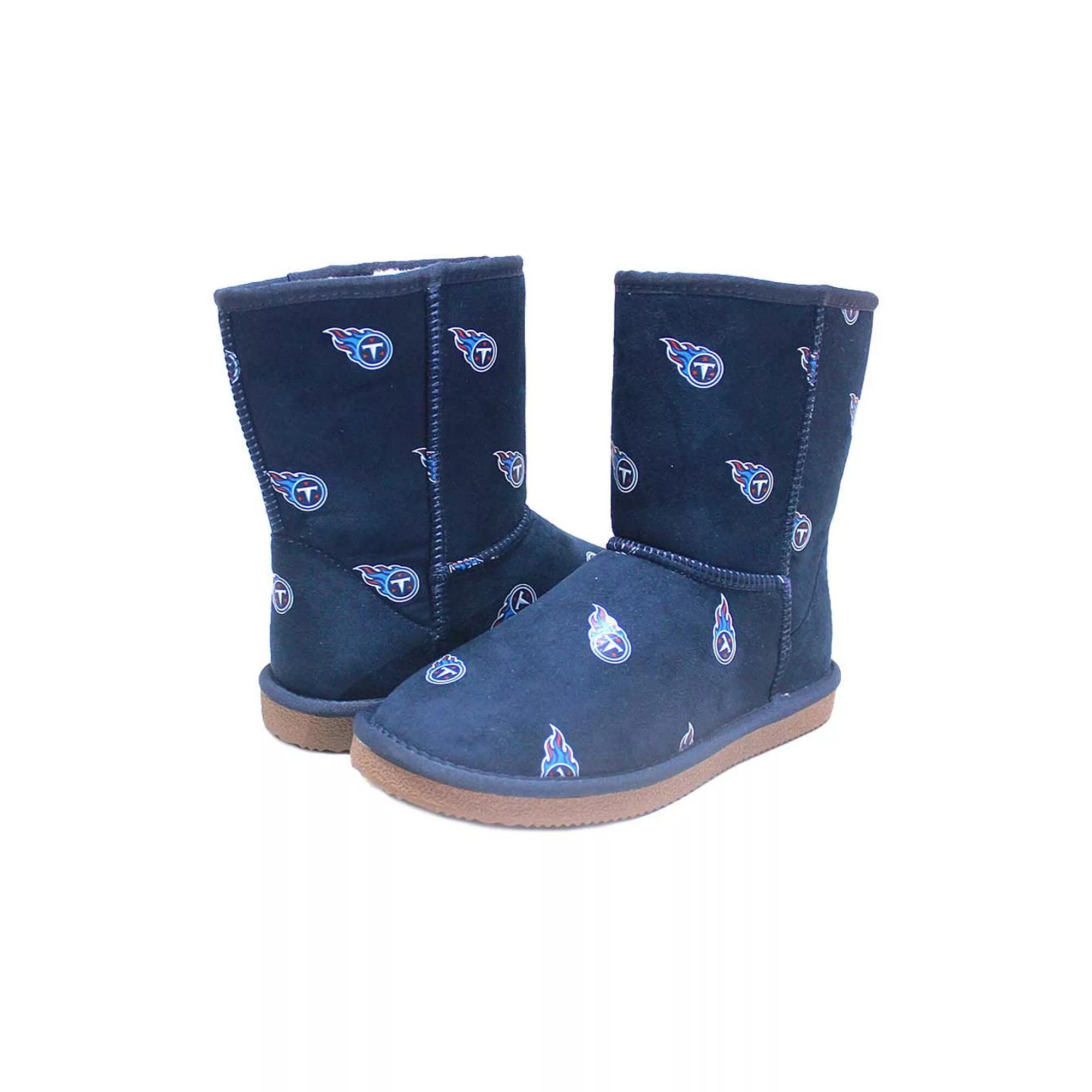 Women's Cuce Navy Tennessee Titans Allover Logo Boots,  Product Image