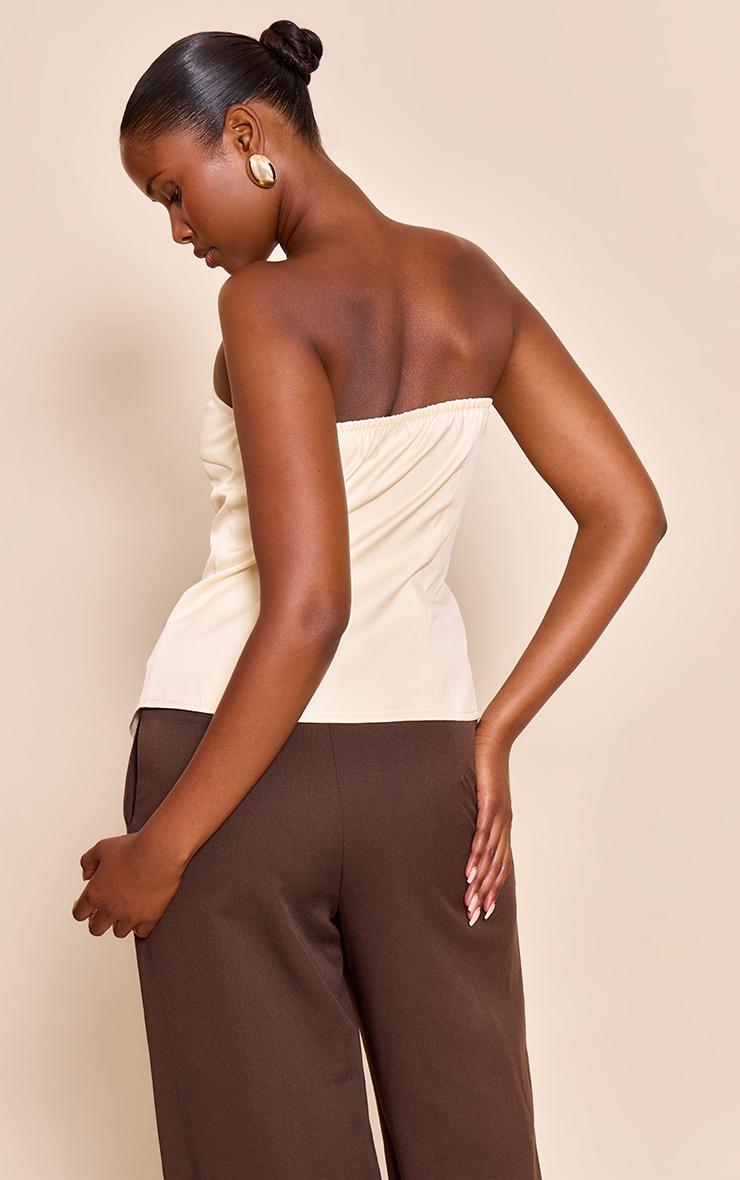 Cream Fitted Bandeau Button Vest Product Image