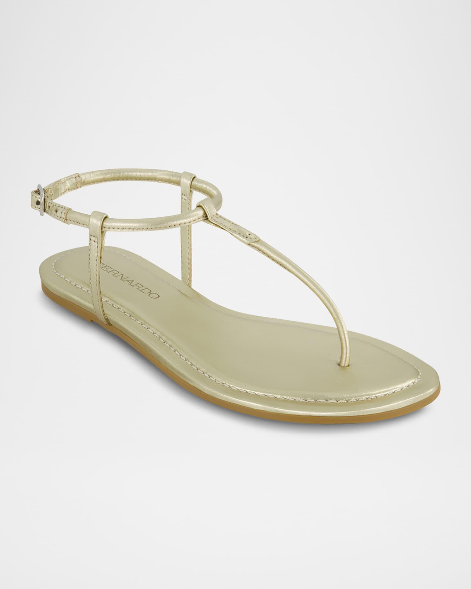 Hercu Metallic Ankle-Strap Flat Sandals Product Image