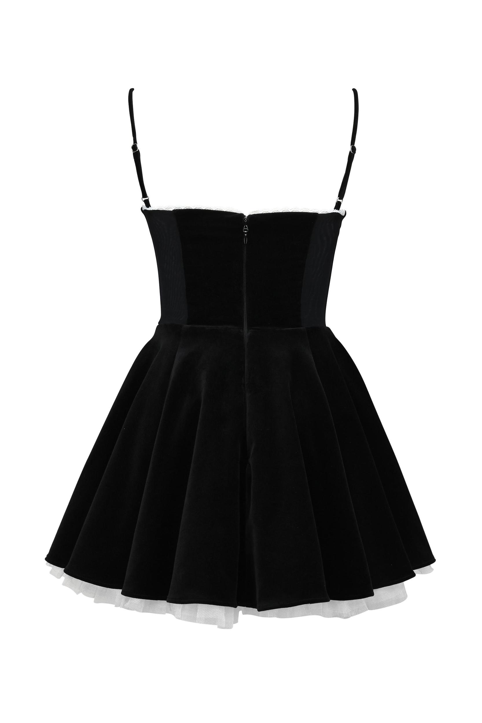 Minimoiselle  black velvet tulle mini dress Product Image