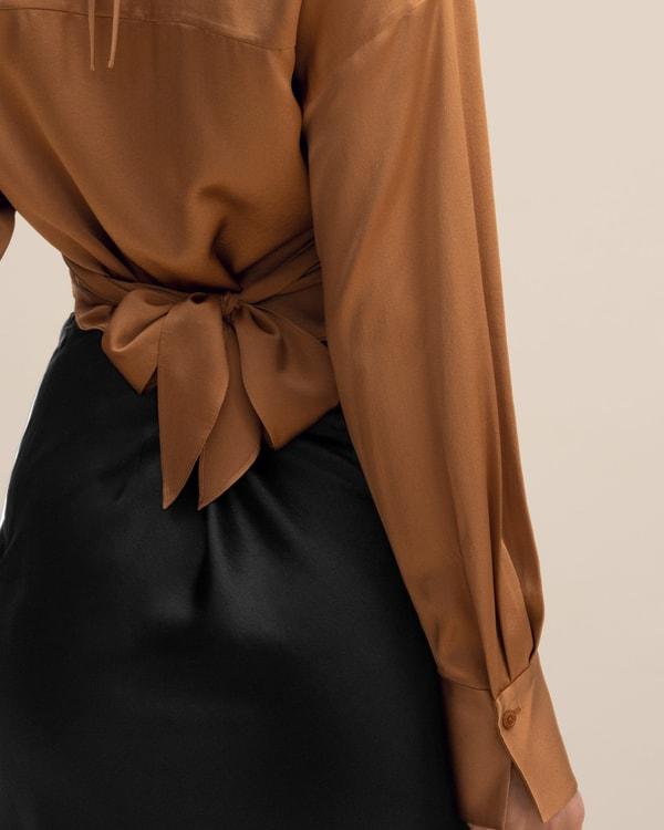 Wrapover Cropped Shirt Product Image