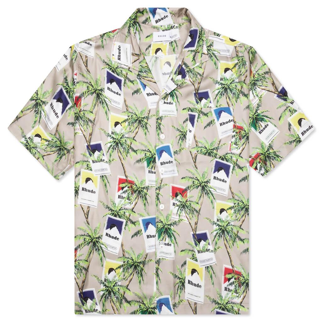 Cigarette Print Button Up - Taupe/Multi Male Product Image