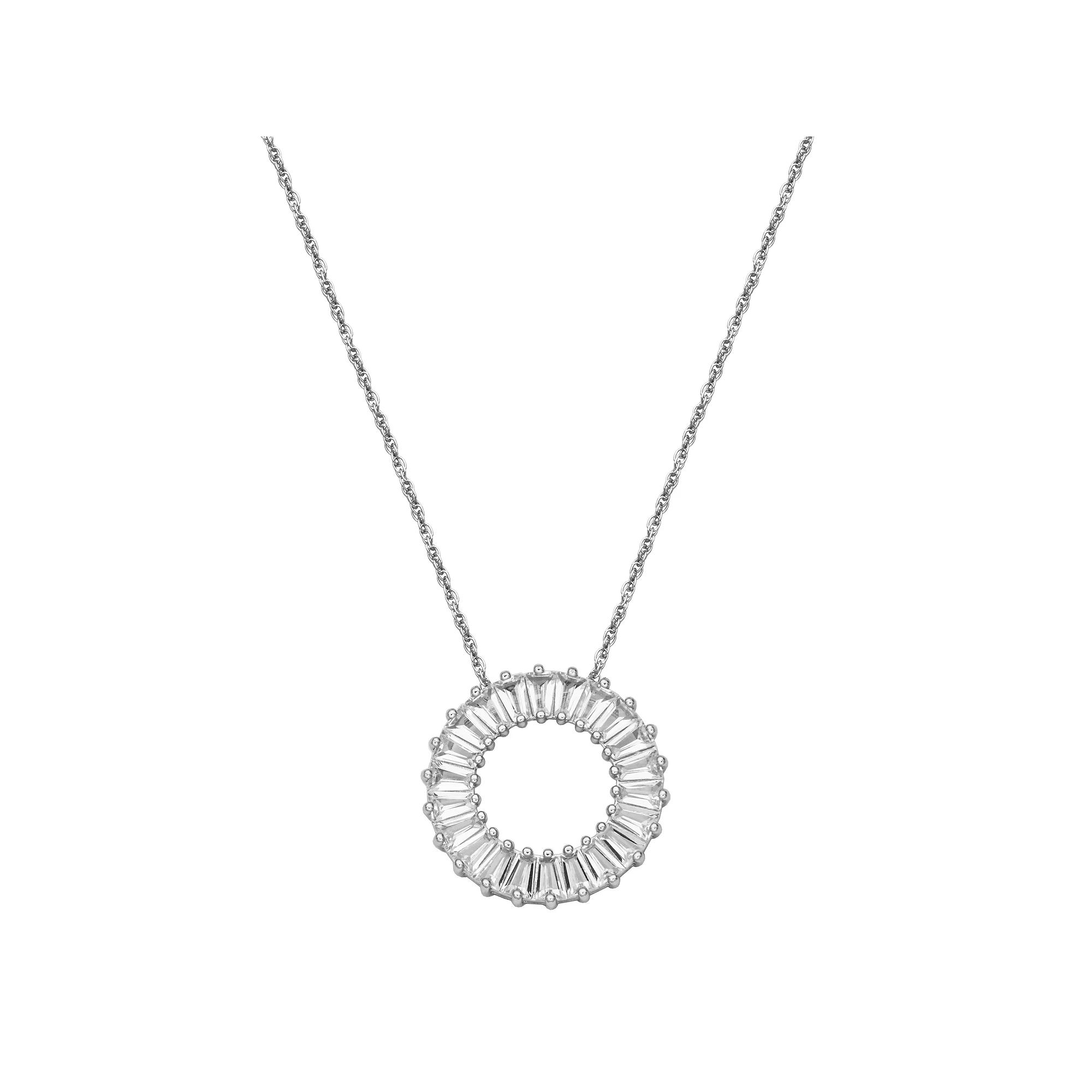 Sterling Silver Lab-Created White Sapphire Circle Necklace, Women's, Size: 18" Product Image